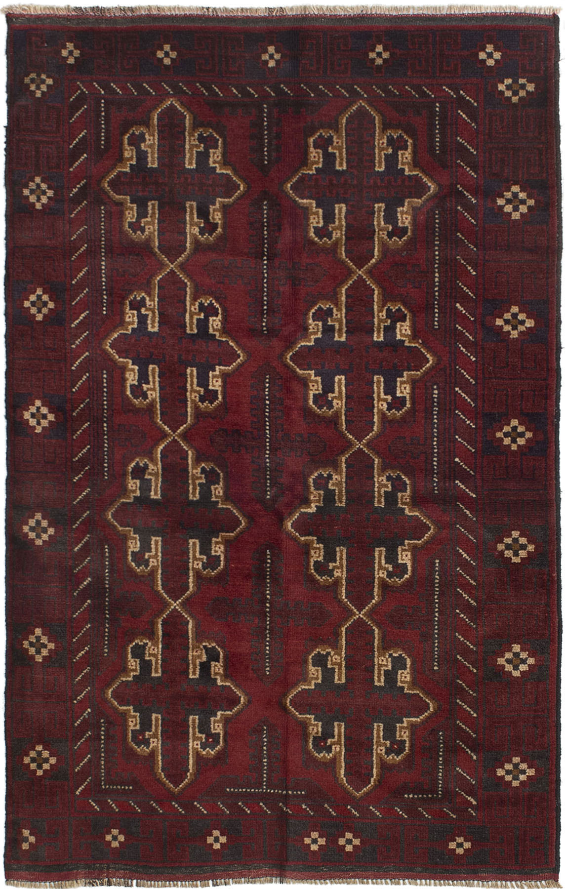 Hand-knotted Kazak Red Wool Rug 3'5" x 5'6"  Size: 3'5" x 5'6"  