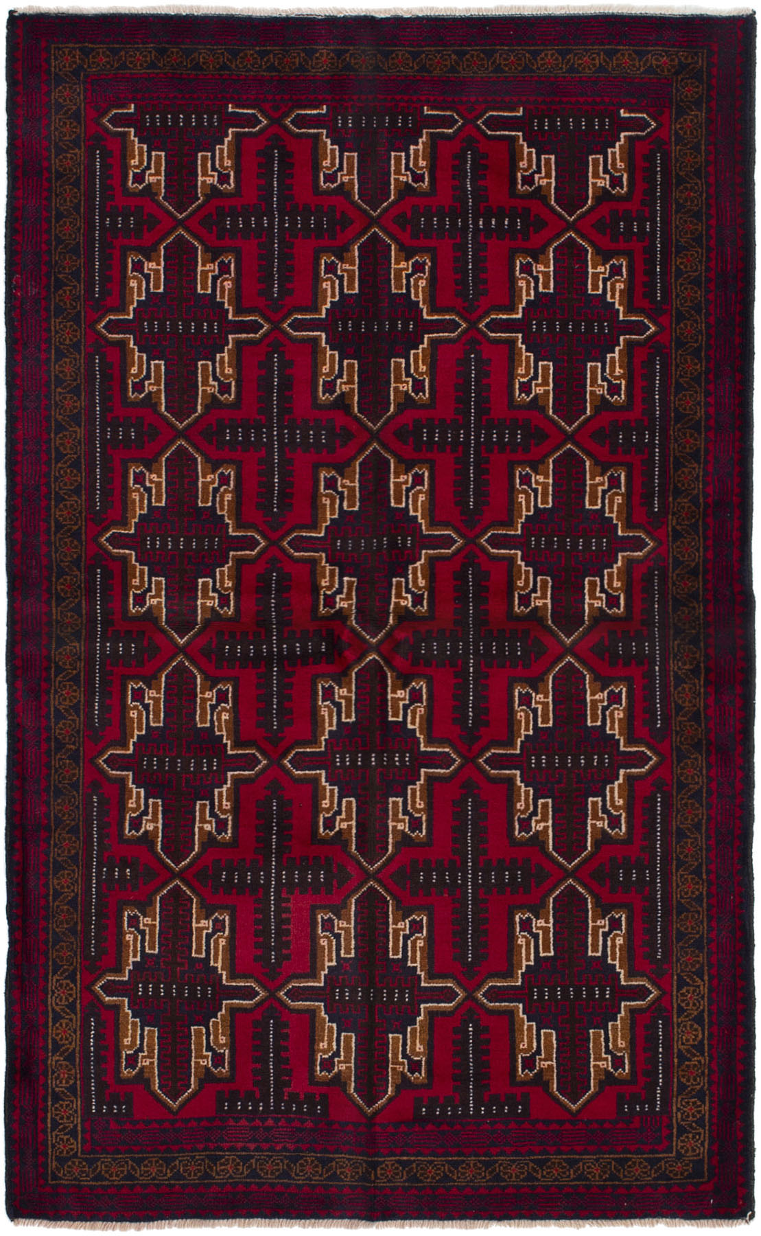 Hand-knotted Kazak Red Wool Rug 3'9" x 6'3"  Size: 3'9" x 6'3"  