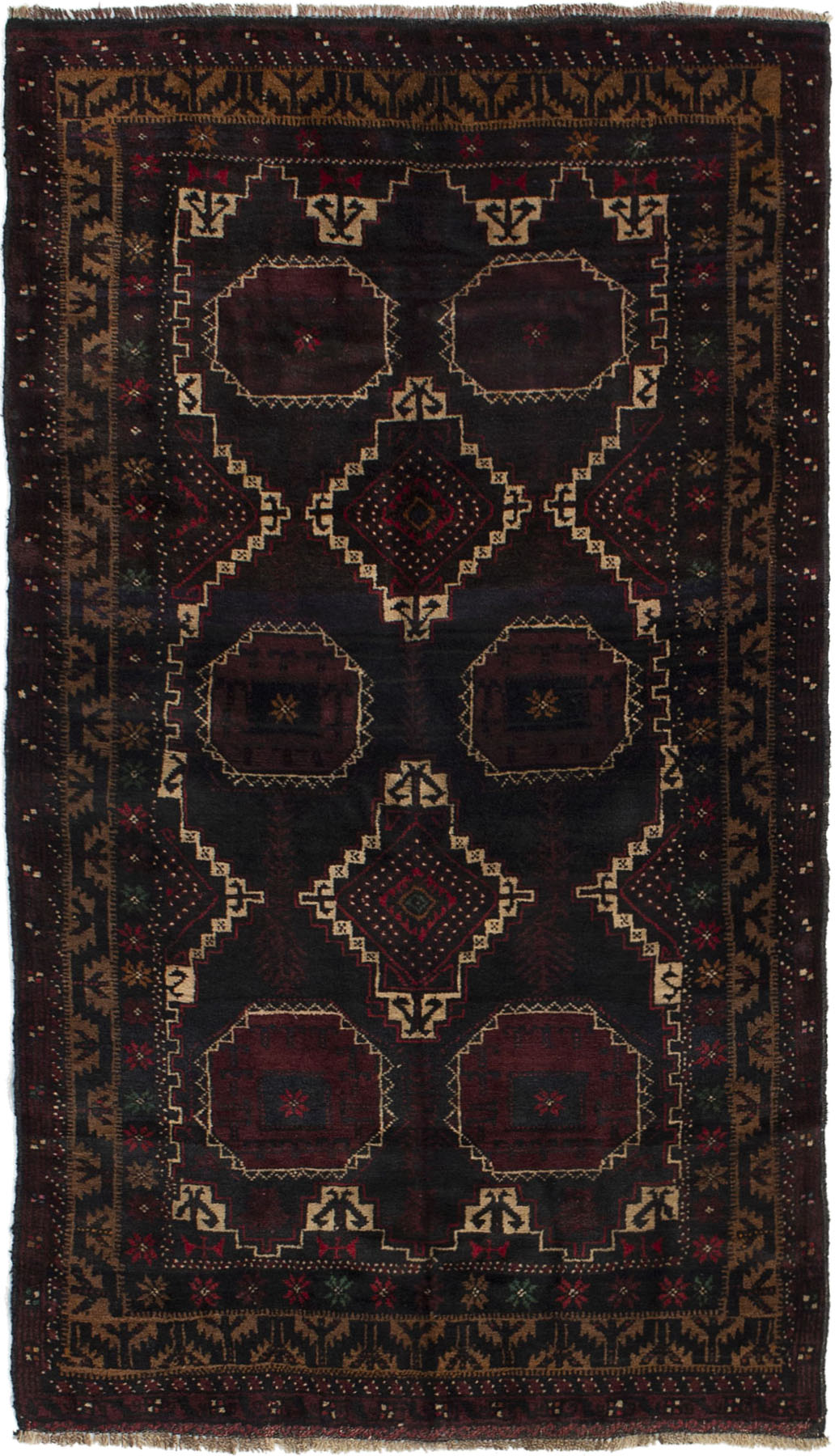 Hand-knotted Kazak Black, Dark Red Wool Rug 3'3" x 5'11" Size: 3'3" x 5'11"  