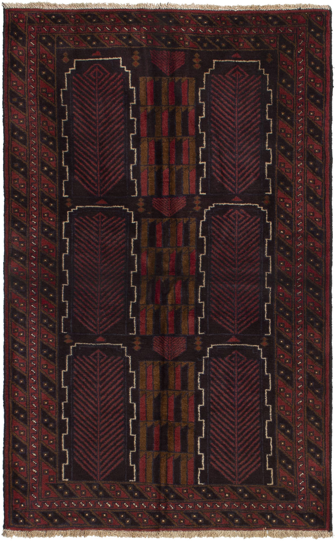 Hand-knotted Finest Rizbaft Red Wool Rug 3'7" x 5'10" Size: 3'7" x 5'10"  