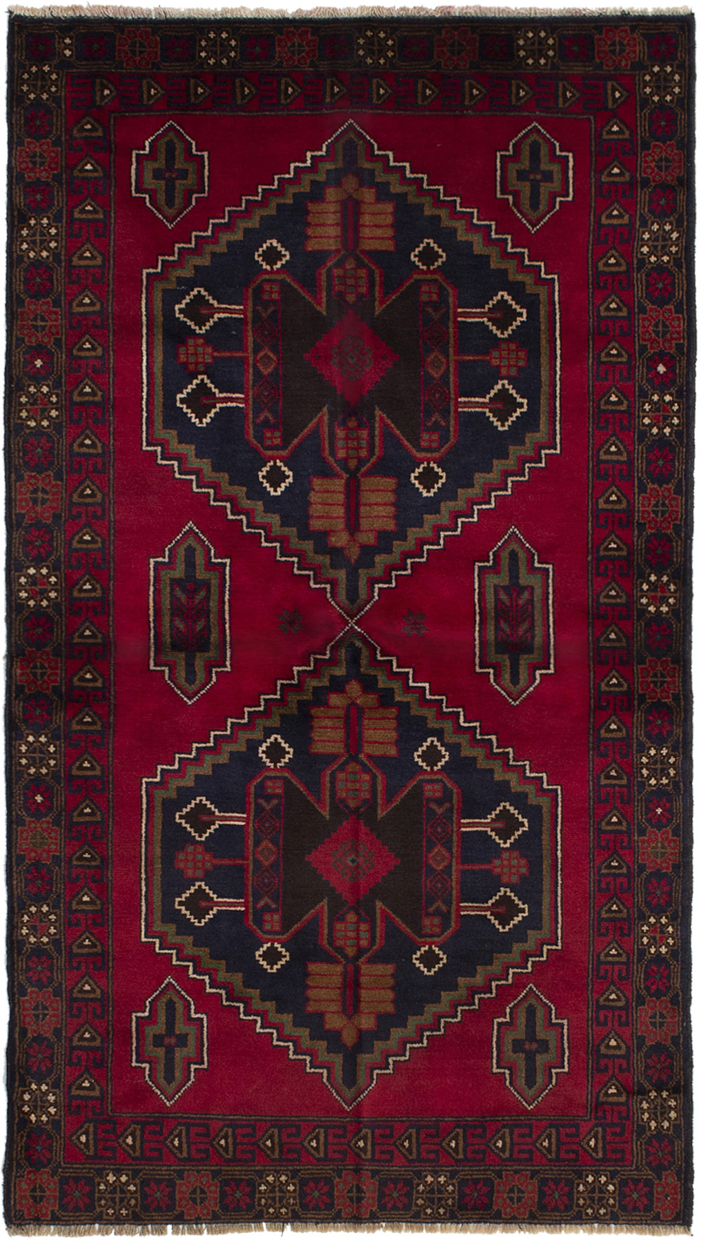 Hand-knotted Kazak Red Wool Rug 3'5" x 6'5" (50) Size: 3'5" x 6'5"  