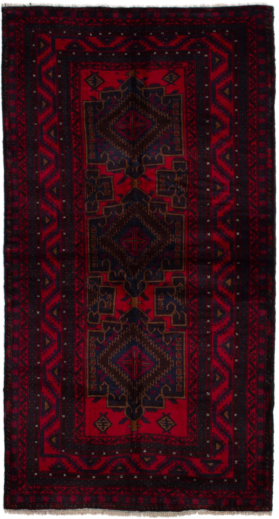 Hand-knotted Finest Rizbaft Red Wool Rug 3'9" x 7'2" Size: 3'9" x 7'2"  