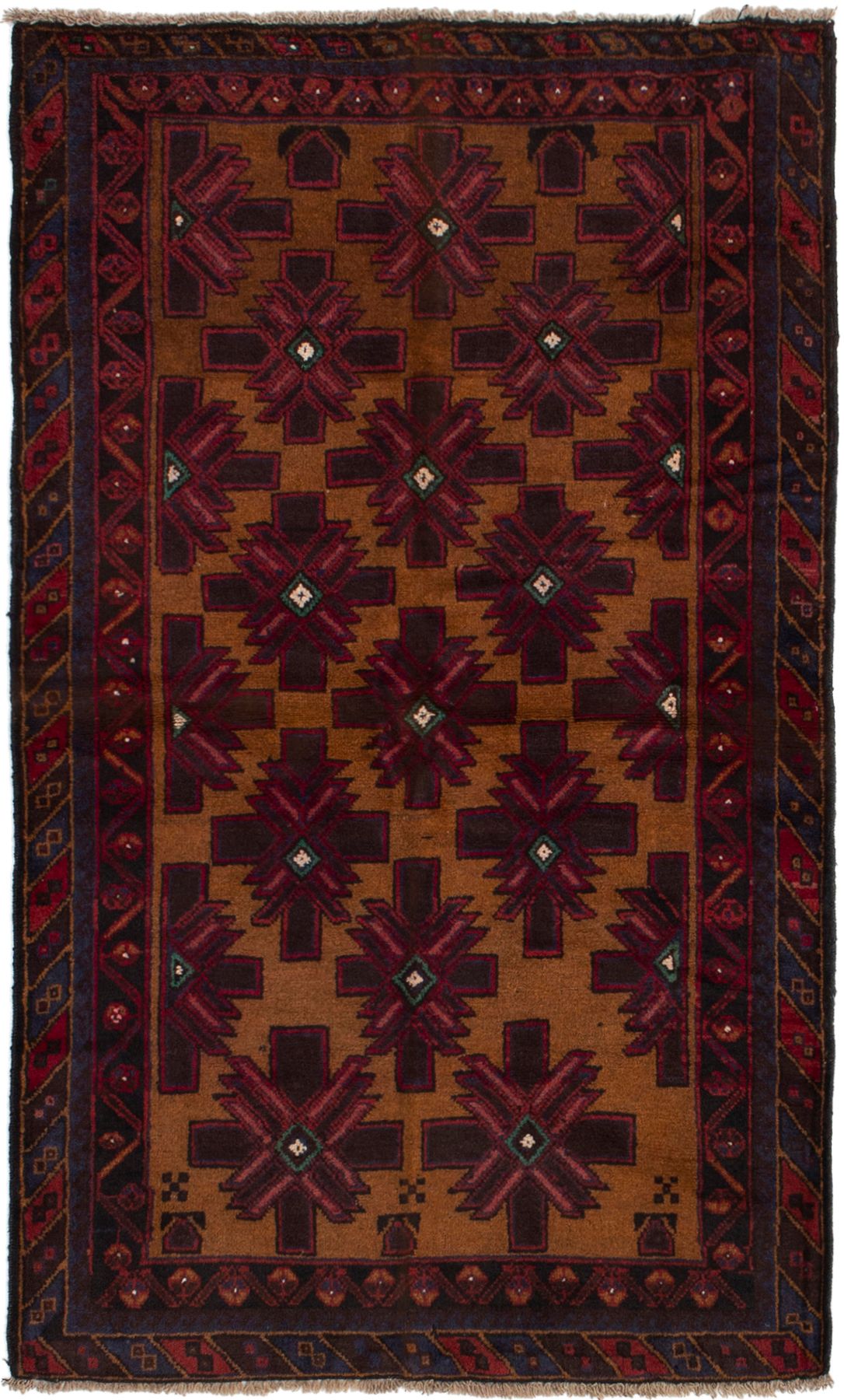 Hand-knotted Kazak Light Brown Wool Rug 3'7" x 5'11" Size: 3'7" x 5'11"  
