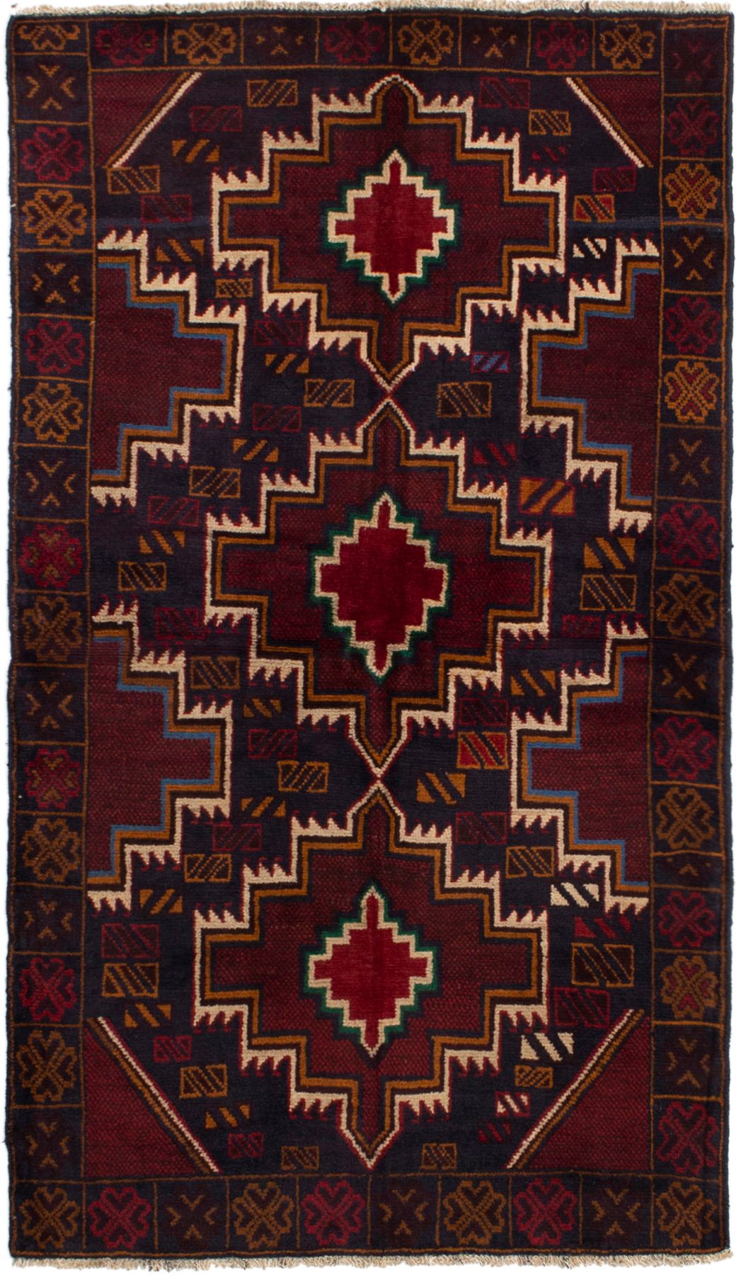 Hand-knotted Kazak Red Wool Rug 3'7" x 6'6" (35) Size: 3'7" x 6'6"  