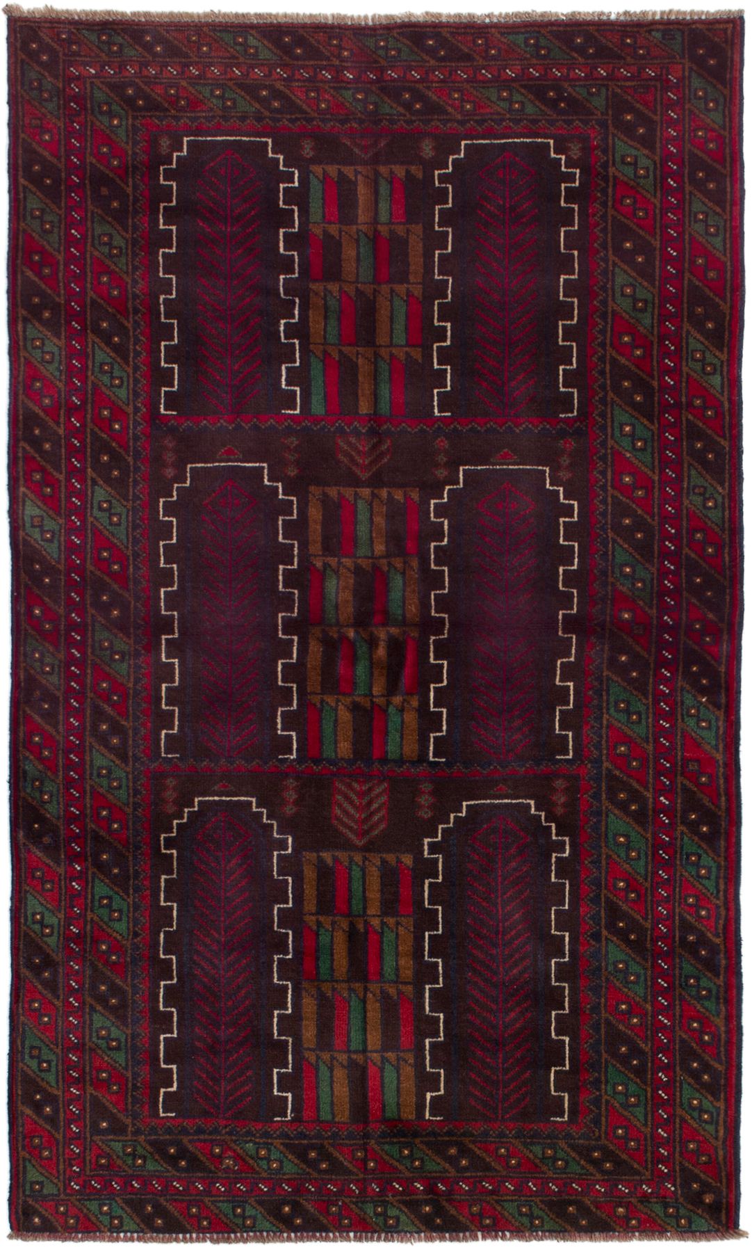 Hand-knotted Rizbaft Red Wool Rug 3'11" x 5'10" Size: 3'11" x 5'10"  