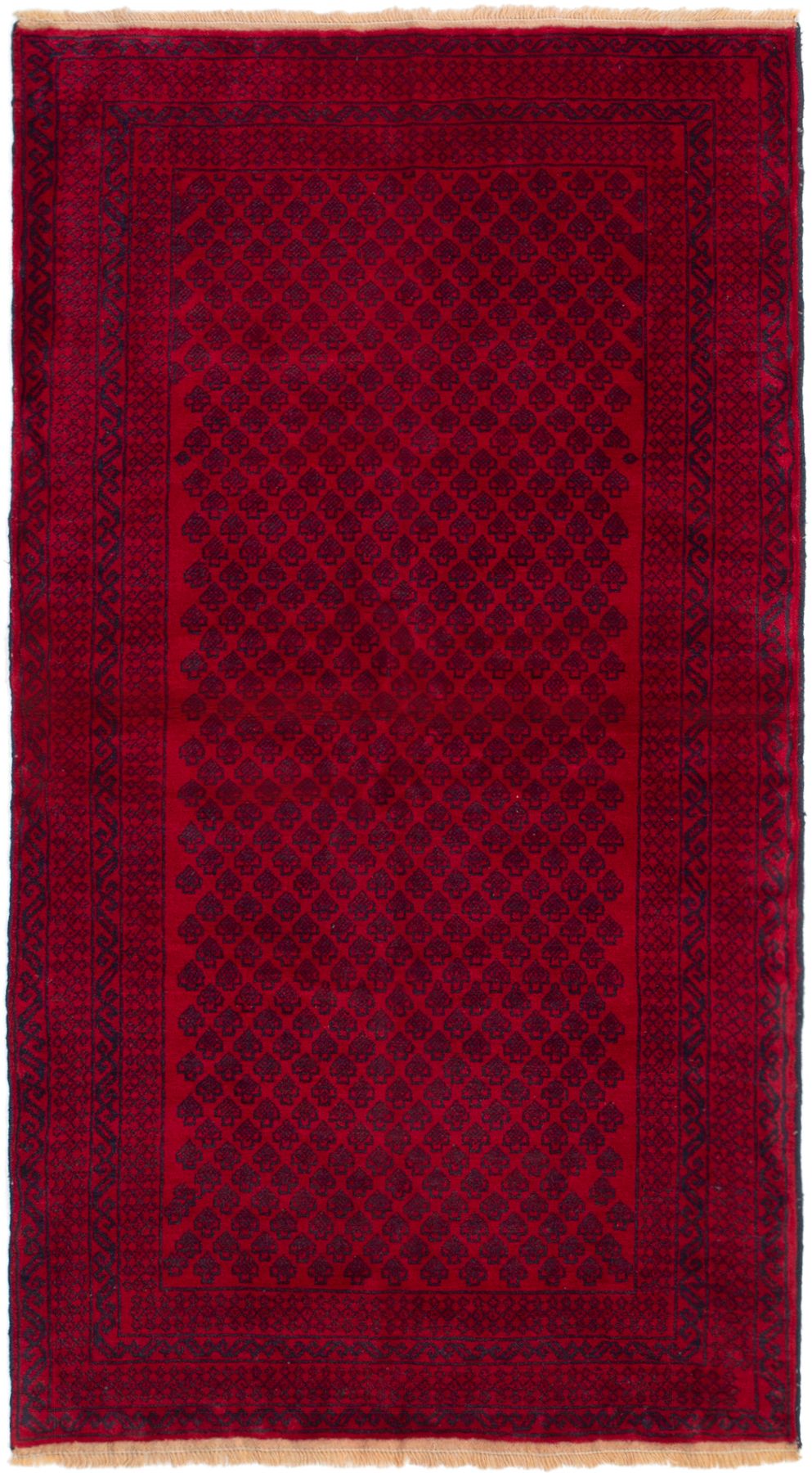 Hand-knotted Teimani Red Wool Rug 3'5" x 6'4" Size: 3'5" x 6'4"  