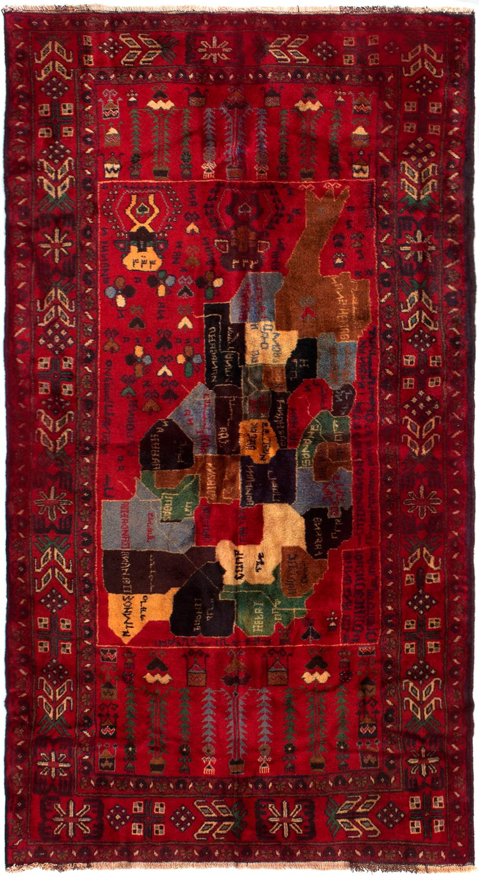 Hand-knotted Rizbaft Red Wool Rug 3'10" x 7'3" Size: 3'10" x 7'3"  