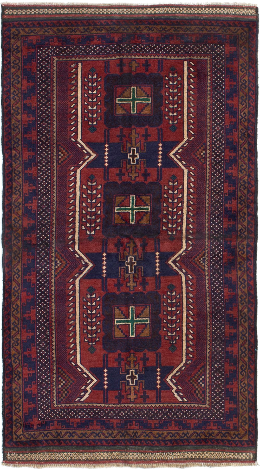 Hand-knotted Rizbaft Red Wool Rug 3'5" x 5'11" Size: 3'5" x 5'11"  
