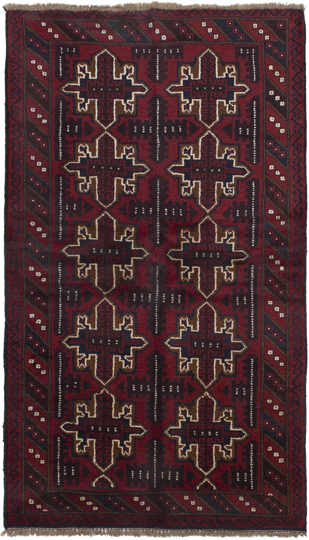 Hand-knotted Kazak Dark Red Wool Rug 3'6" x 6'3" Size: 3'6" x 6'3"  