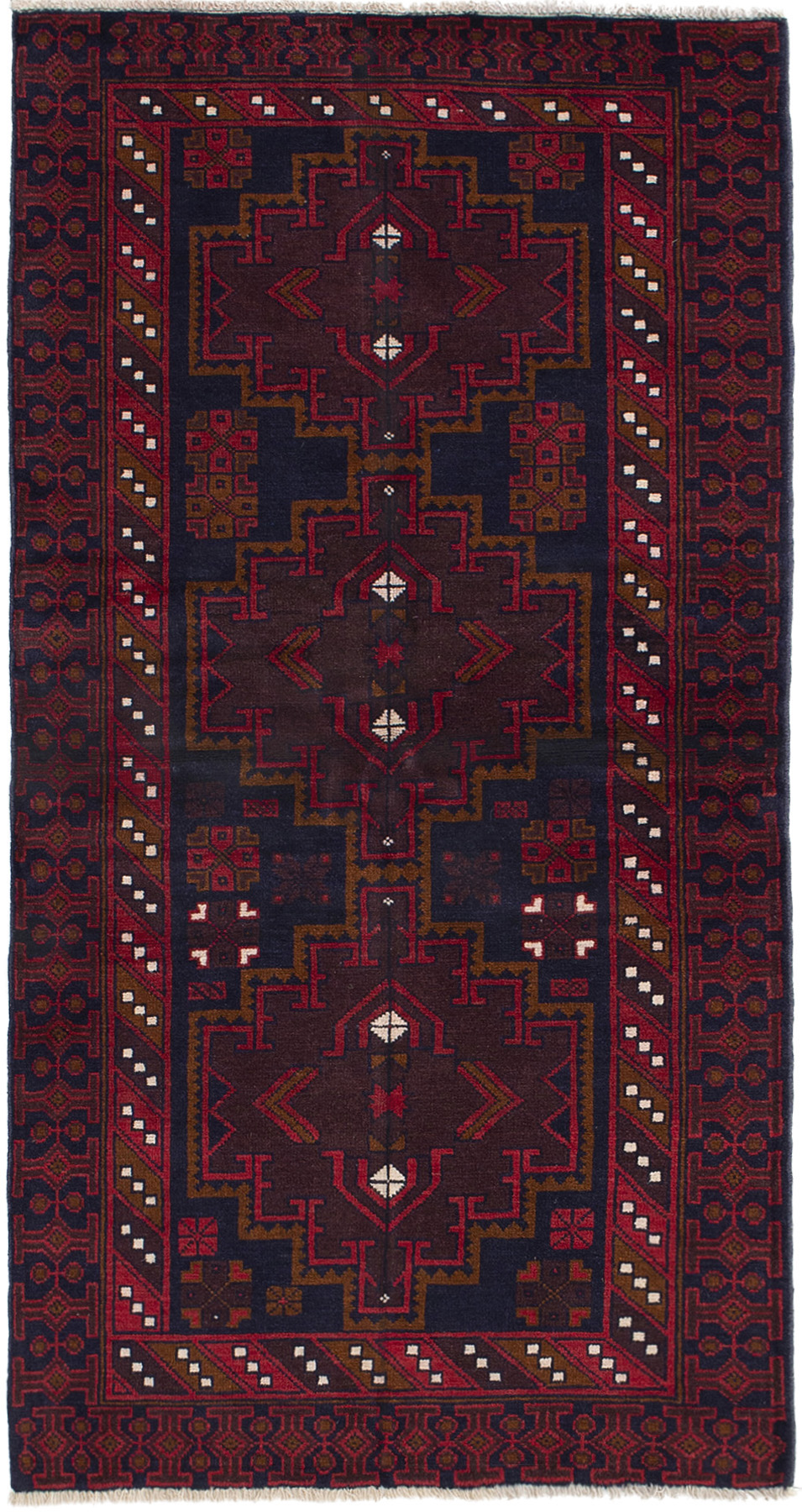 Hand-knotted Finest Rizbaft Dark Red Wool Rug 3'3" x 6'5" Size: 3'3" x 6'5"  