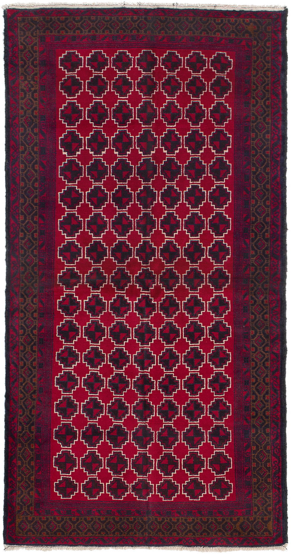 Hand-knotted Rizbaft Red Wool Rug 3'3" x 6'7" Size: 3'3" x 6'7"  