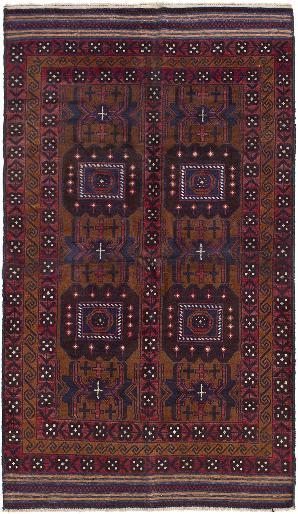 Hand-knotted Finest Rizbaft Light Brown Wool Rug 3'5" x 6'1" Size: 3'5" x 6'1"  