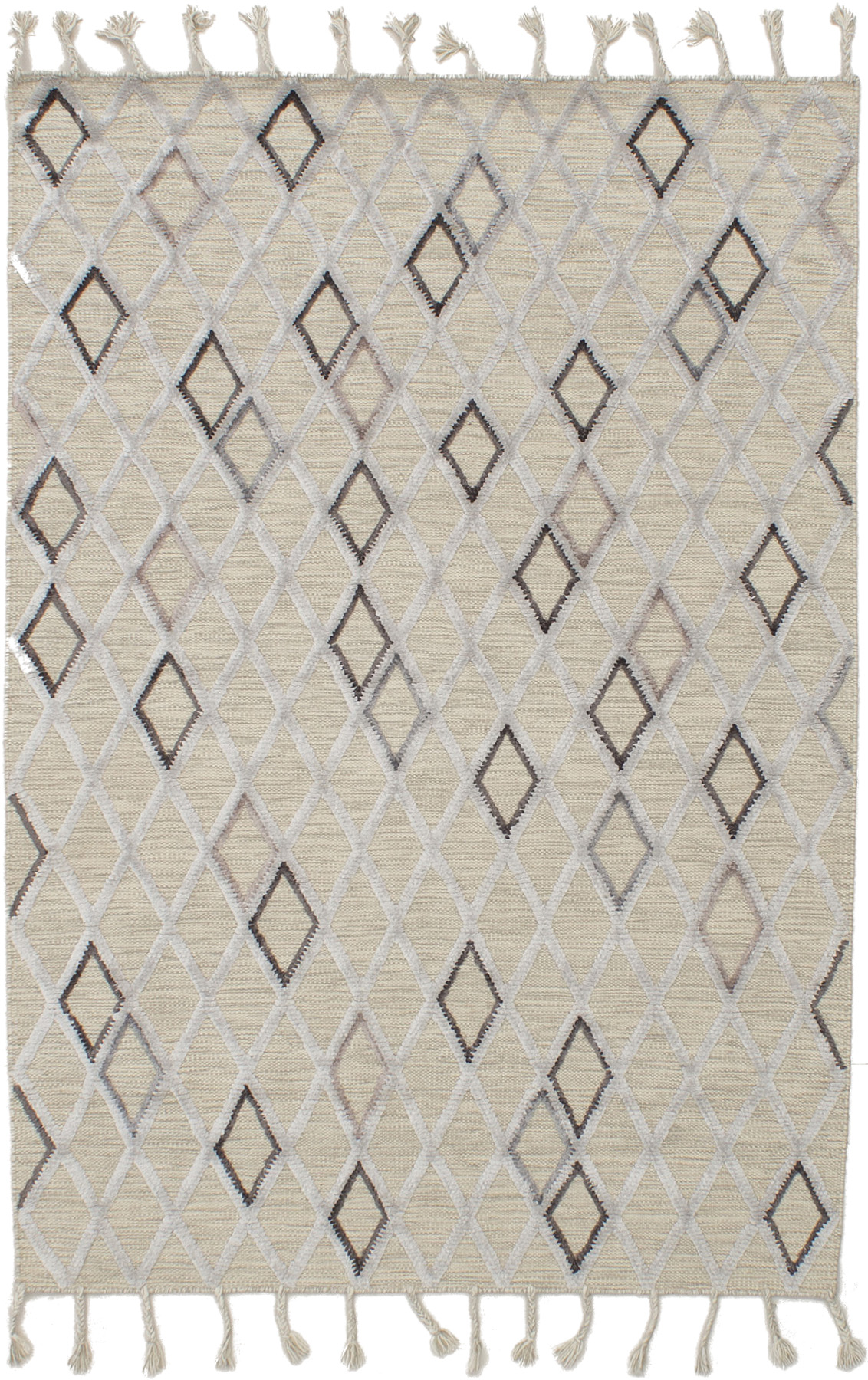 Hand woven Kalista Light Khaki Wool/Silk Kilim 4'11" x 7'10" Size: 4'11" x 7'10"  