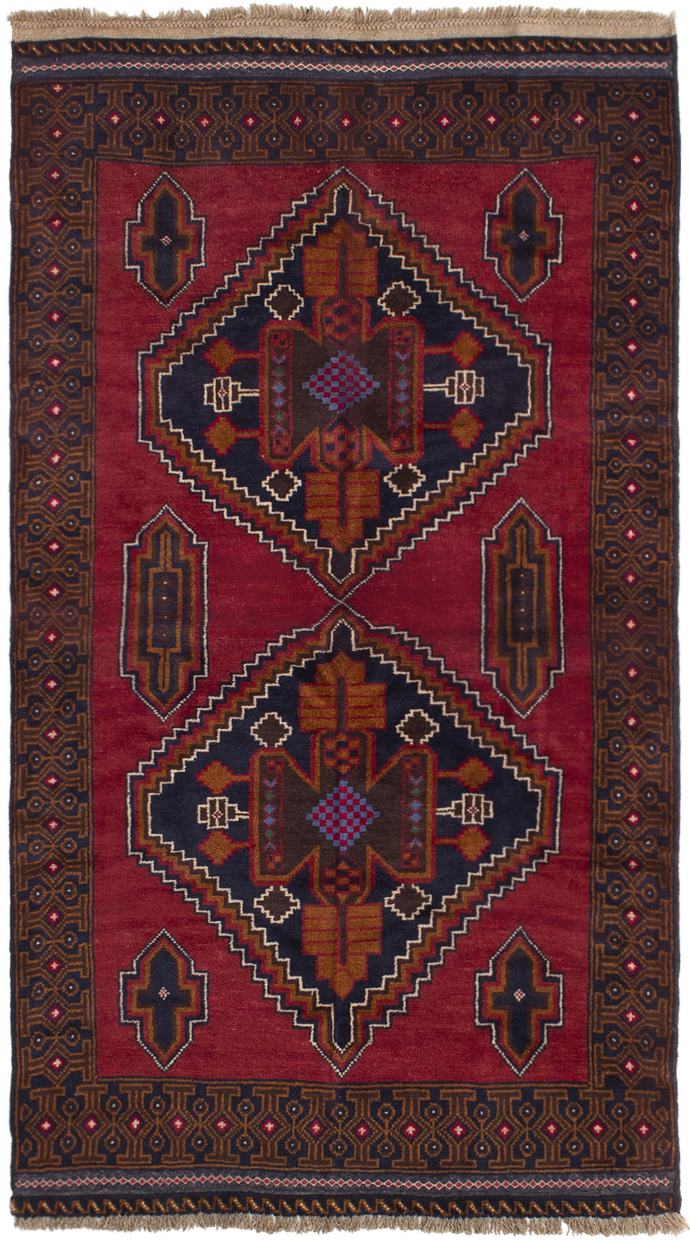 Hand-knotted Rizbaft Dark Copper Wool Rug 3'6" x 6'4" Size: 3'6" x 6'4"  