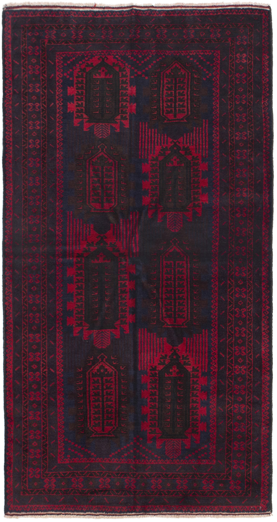 Hand-knotted Rizbaft Dark Brown, Red Wool Rug 3'3" x 6'1" Size: 3'3" x 6'1"  