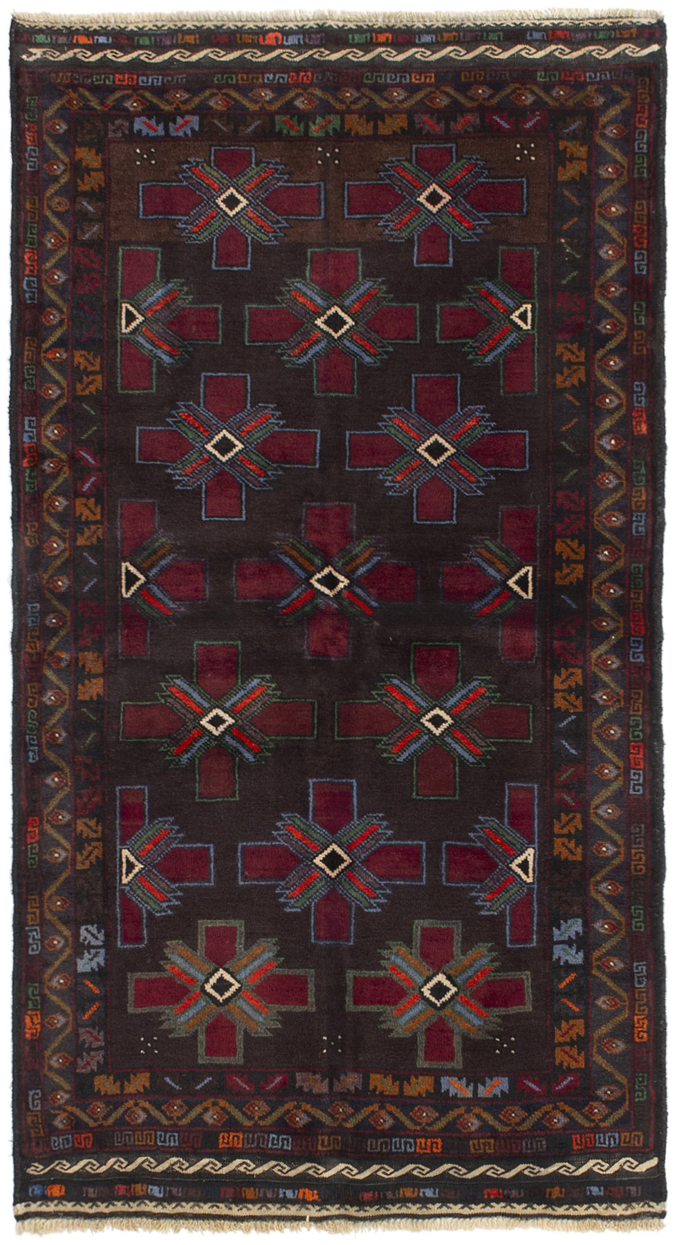 Hand-knotted Teimani Dark Brown Wool Rug 3'3" x 5'9" Size: 3'3" x 5'9"  
