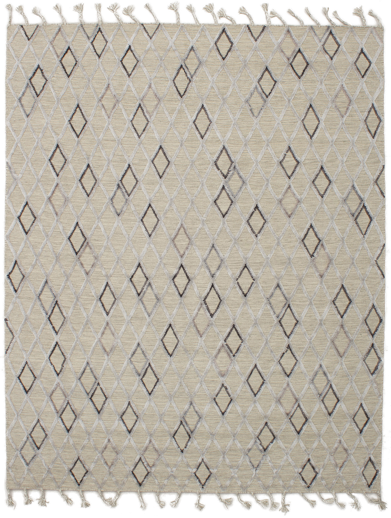 Hand woven Kalista Light Khaki Wool/Silk Kilim 7'10" x 9'10"  Size: 7'10" x 9'10"  