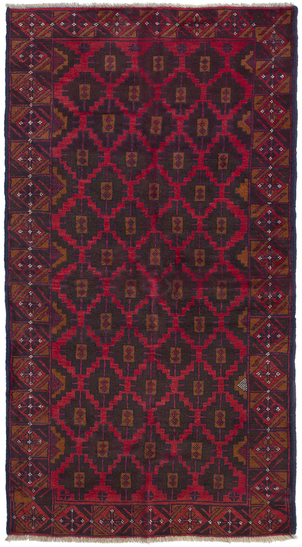 Hand-knotted Teimani Red Wool Rug 3'4" x 6'5" Size: 3'4" x 6'5"  