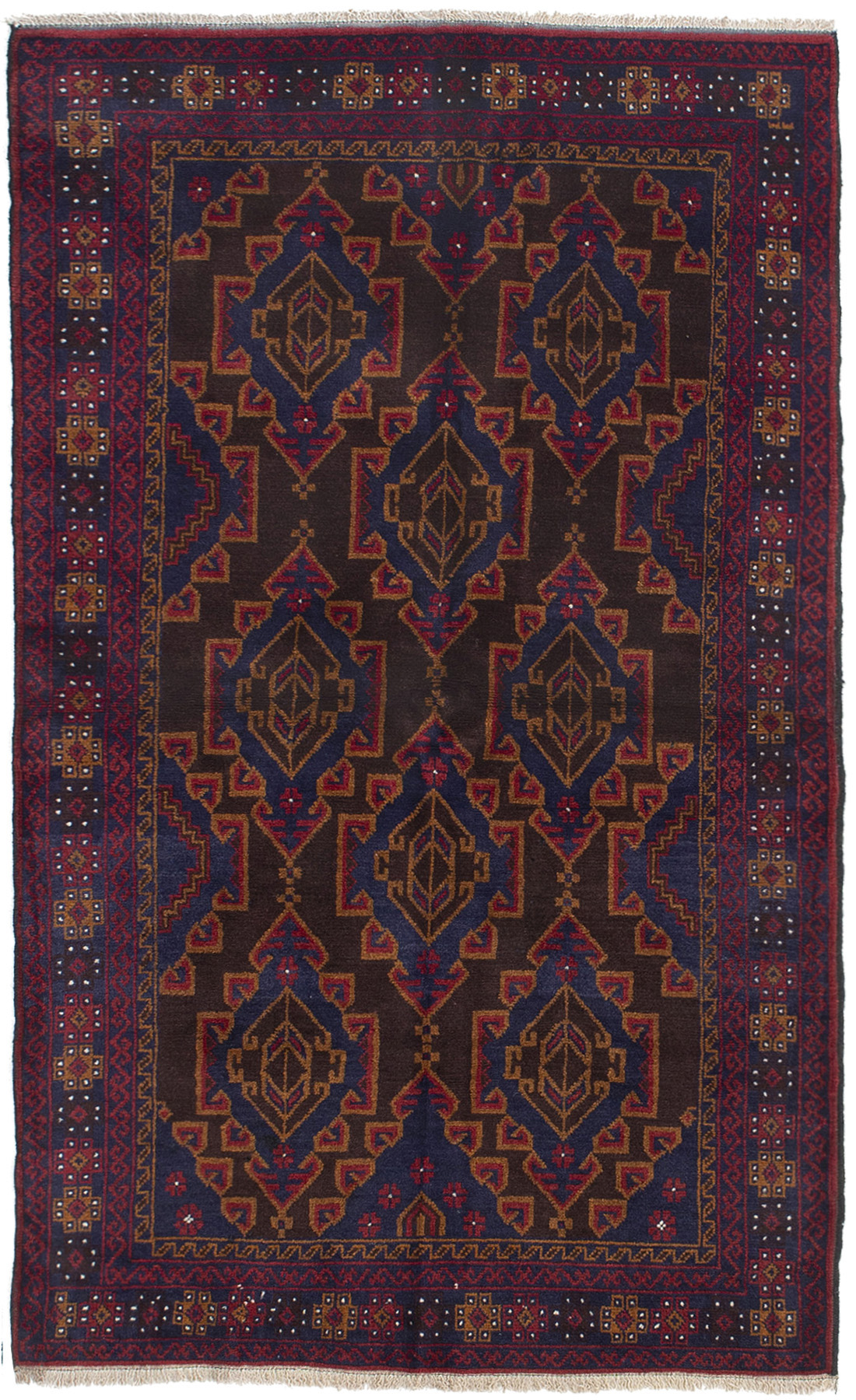 Hand-knotted Kazak Red Wool Rug 3'7" x 6'1" (34) Size: 3'7" x 6'1"  