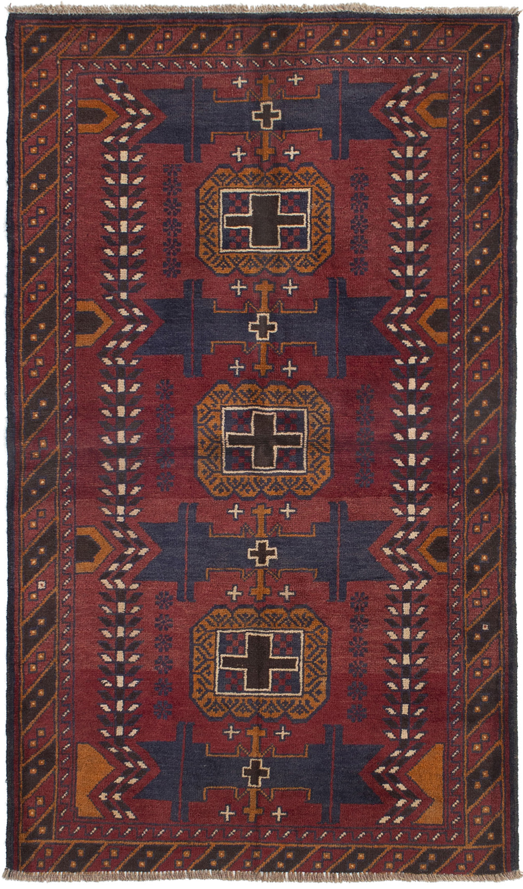 Hand-knotted Teimani Dark Copper Wool Rug 3'5" x 6'0" Size: 3'5" x 6'0"  