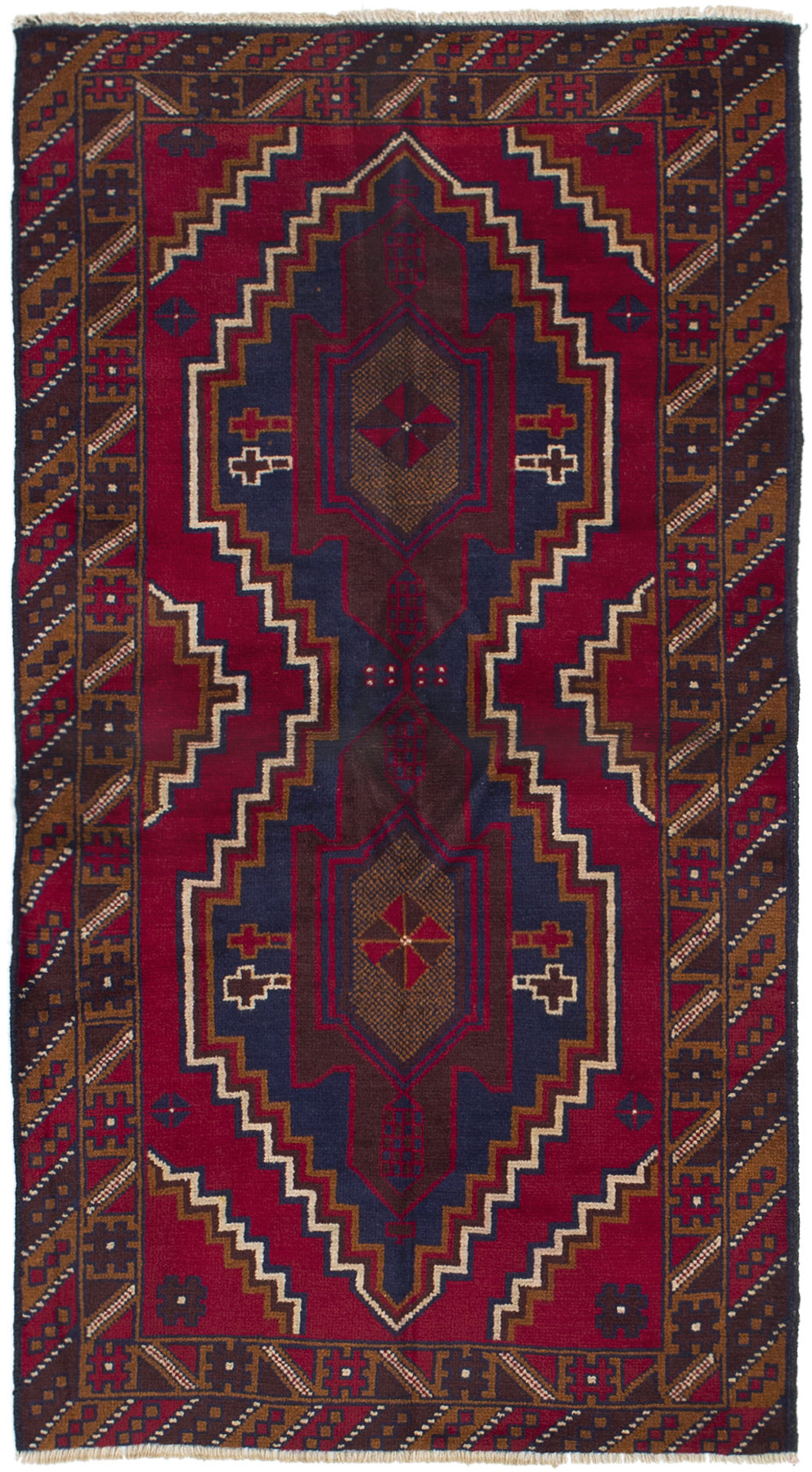 Hand-knotted Kazak Red Wool Rug 3'3" x 6'0" (23) Size: 3'3" x 6'0"  