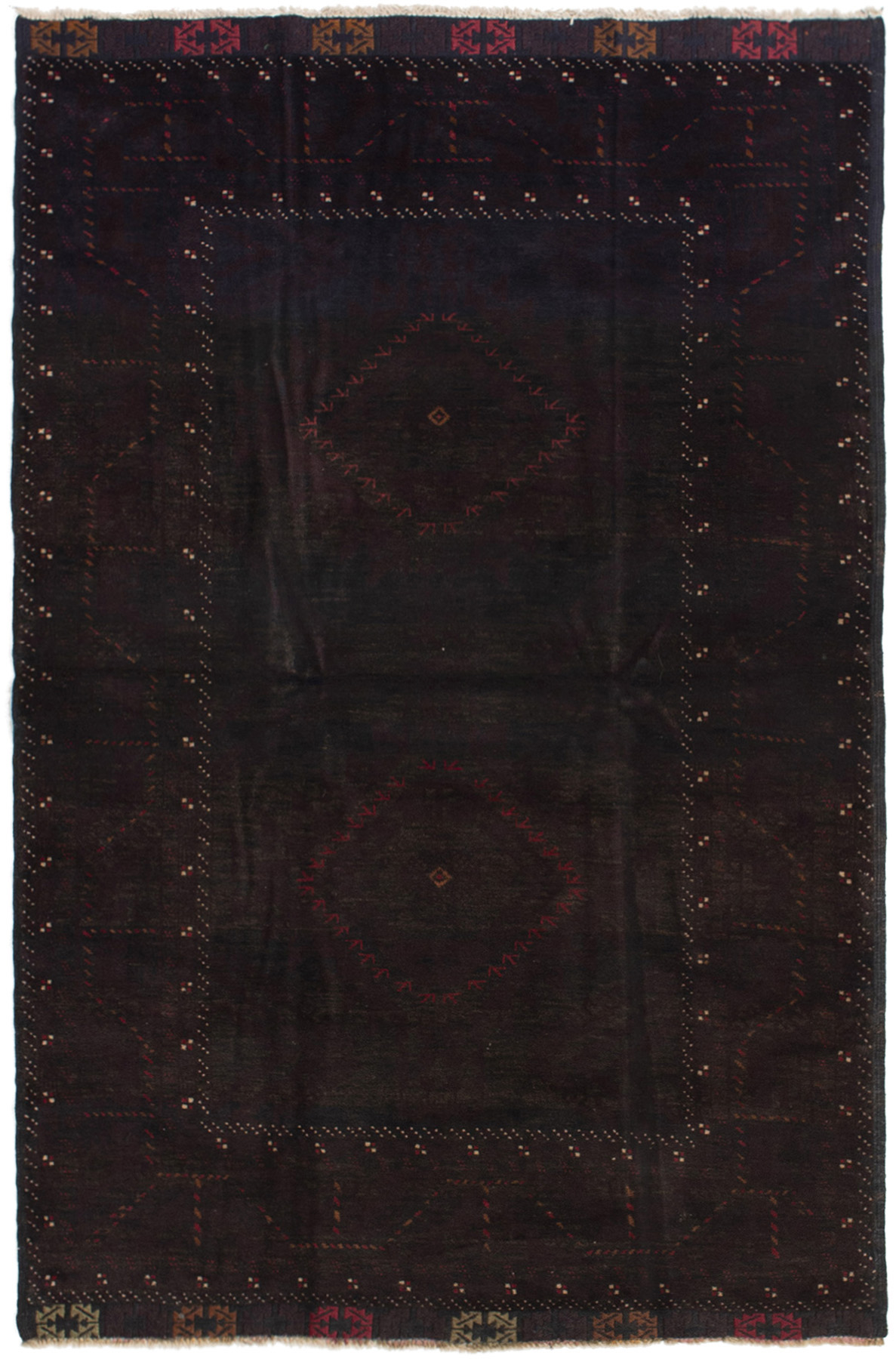 Hand-knotted Finest Rizbaft Dark Burgundy Wool Rug 4'4" x 6'5" Size: 4'4" x 6'5"  