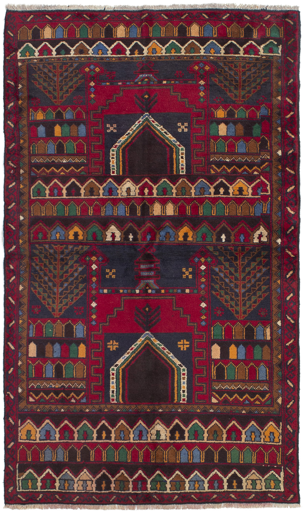 Hand-knotted Kazak Red Wool Rug 3'6" x 6'1" (49) Size: 3'6" x 6'1"  