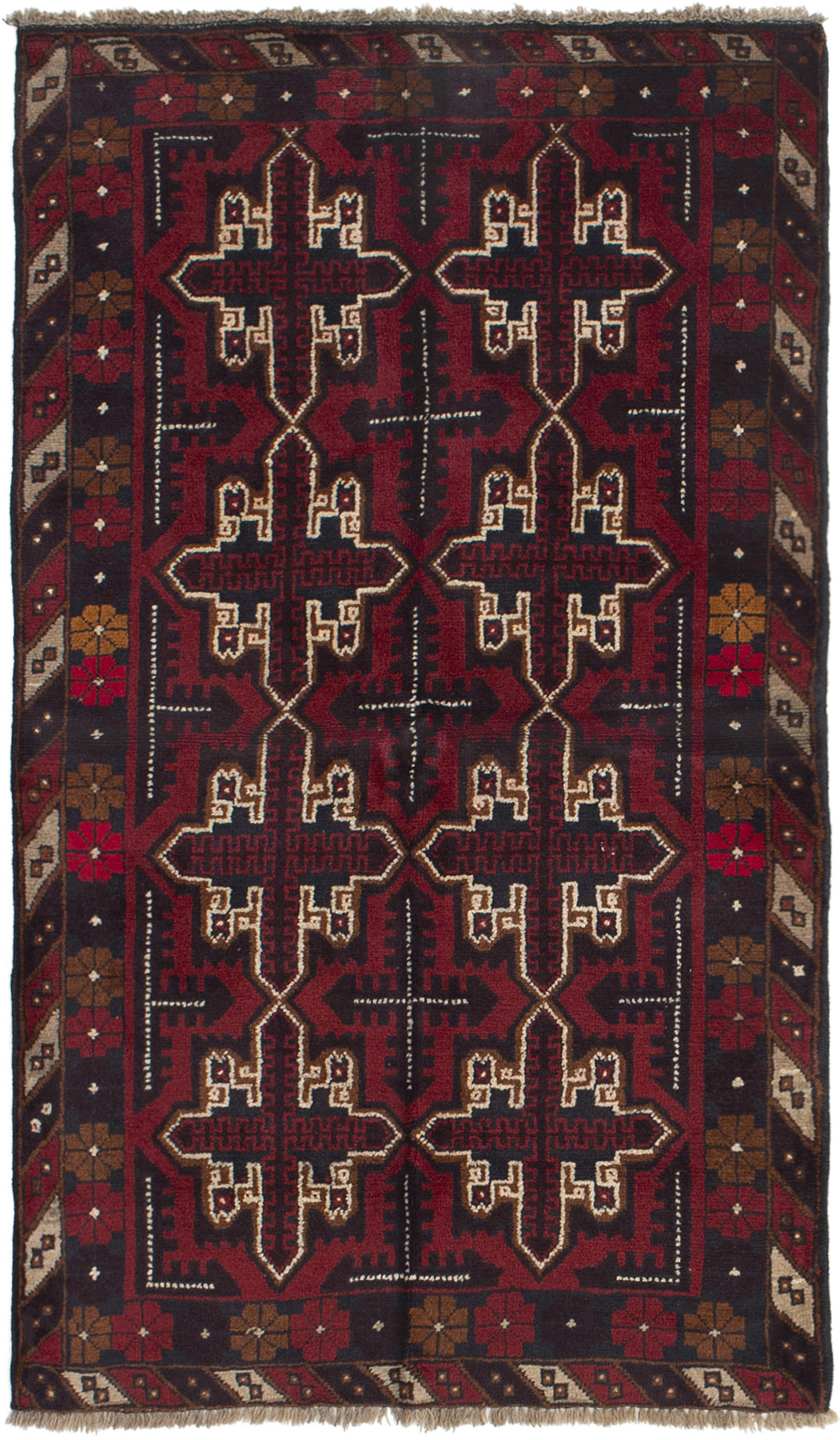 Hand-knotted Kazak Red Wool Rug 3'3" x 6'1" (19) Size: 3'3" x 6'1"  