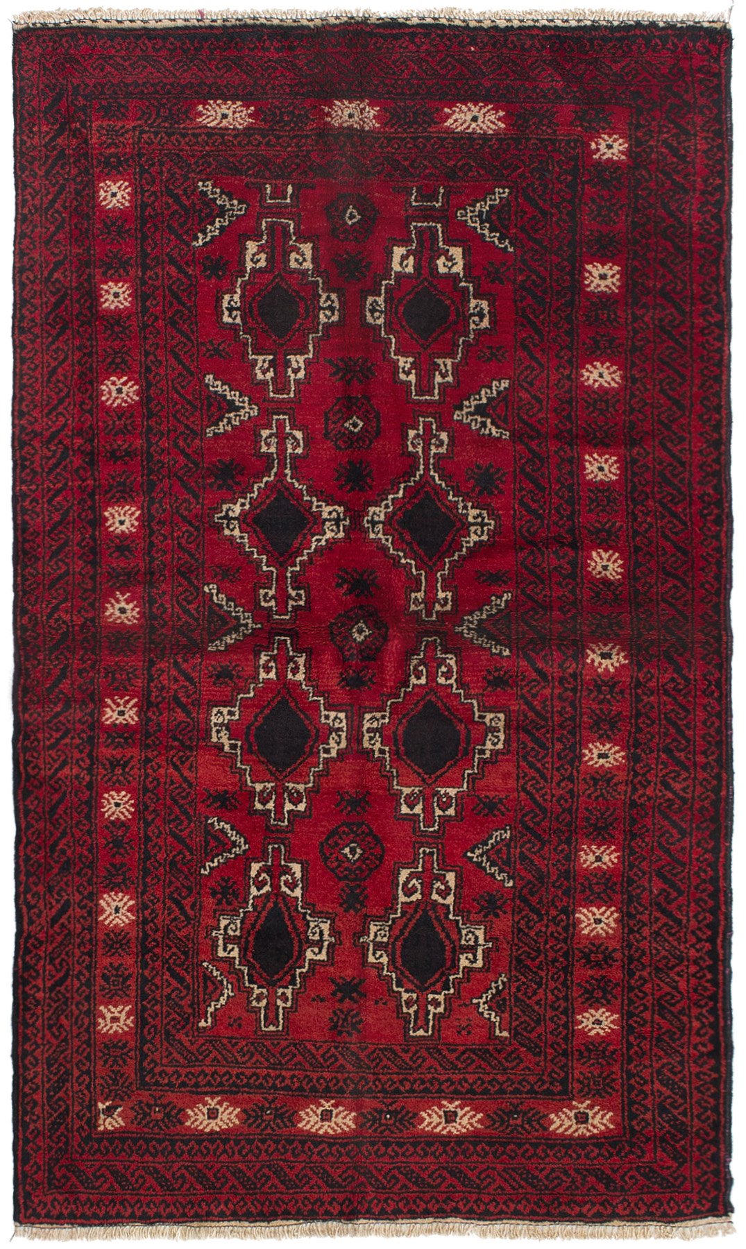 Hand-knotted Teimani Red Wool Rug 3'5" x 6'0"  Size: 3'5" x 6'0"  