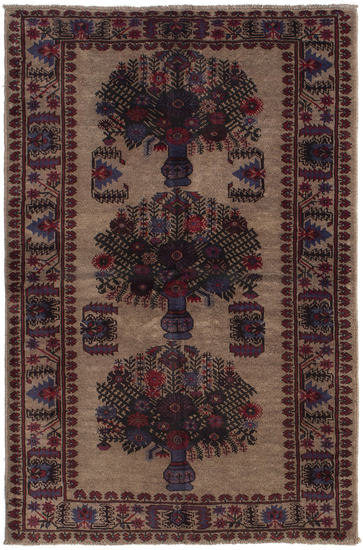 Hand-knotted Rizbaft Tan Wool Rug 3'6" x 5'8" Size: 3'6" x 5'8"  