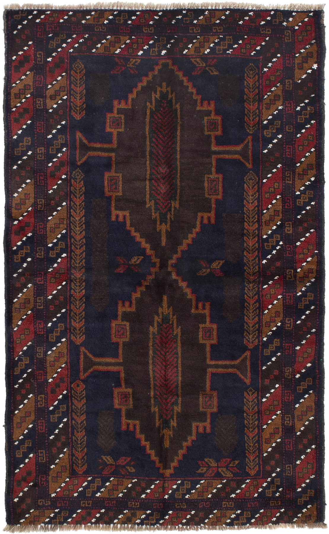 Hand-knotted Kazak Dark Navy Wool Rug 3'7" x 5'10" Size: 3'7" x 5'10"  