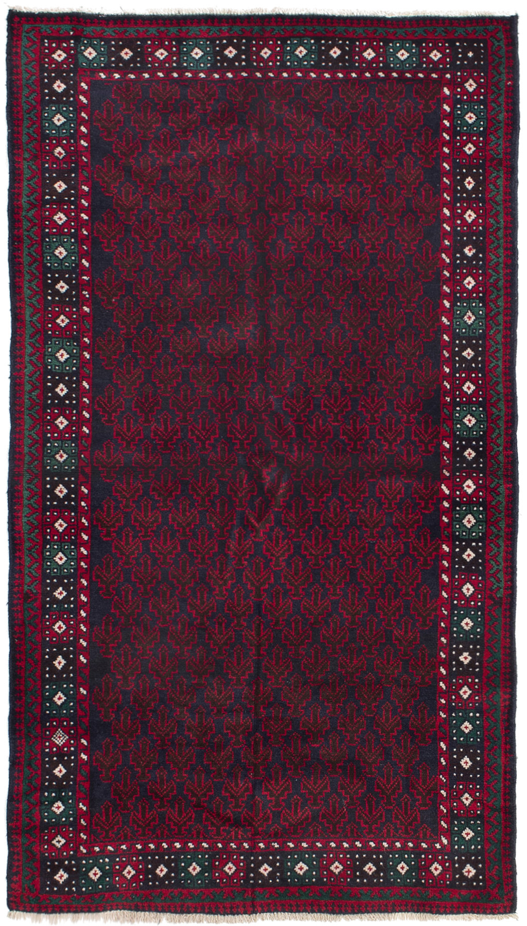 Hand-knotted Rizbaft Red Wool Rug 3'5" x 6'2"  Size: 3'5" x 6'2"  