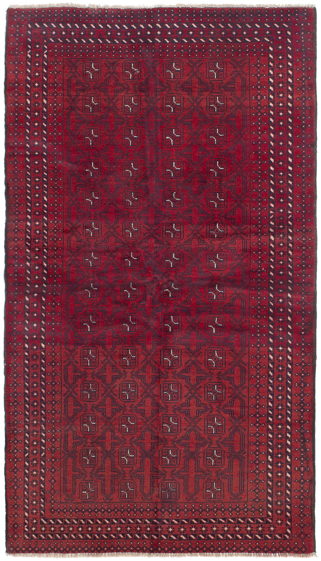 Hand-knotted Rizbaft Red Wool Rug 3'7" x 6'6"  Size: 3'7" x 6'6"  