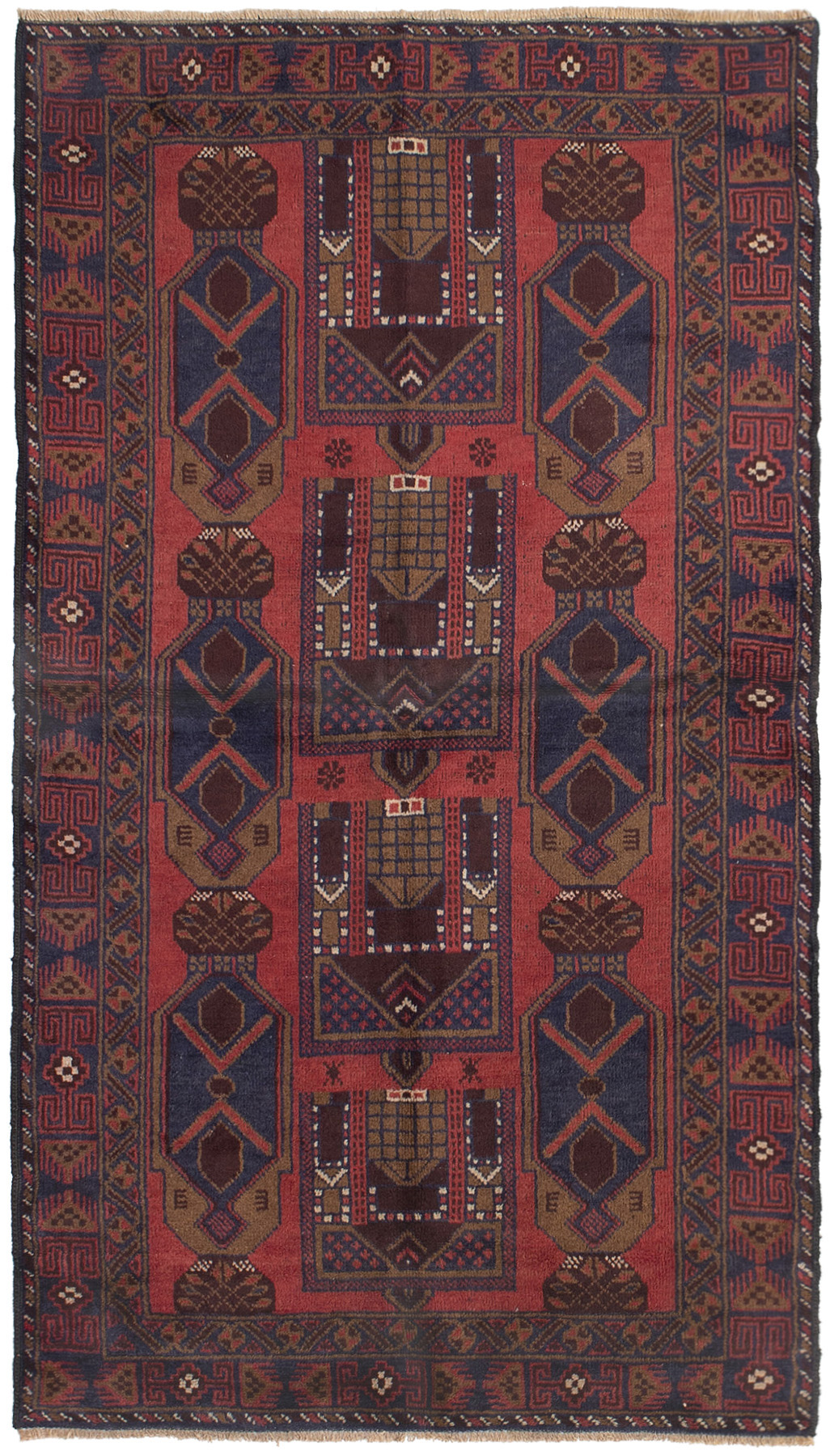 Hand-knotted Teimani Dark Copper, Dark Navy Wool Rug 3'5" x 6'7" Size: 3'5" x 6'7"  