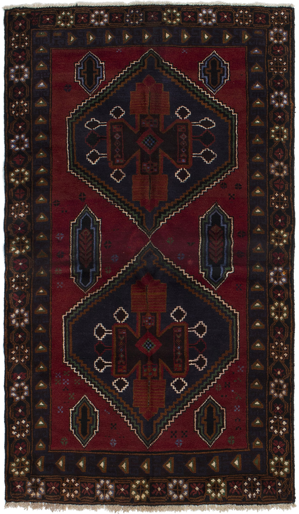 Hand-knotted Kazak Dark Copper Wool Rug 3'6" x 6'2" Size: 3'6" x 6'2"  