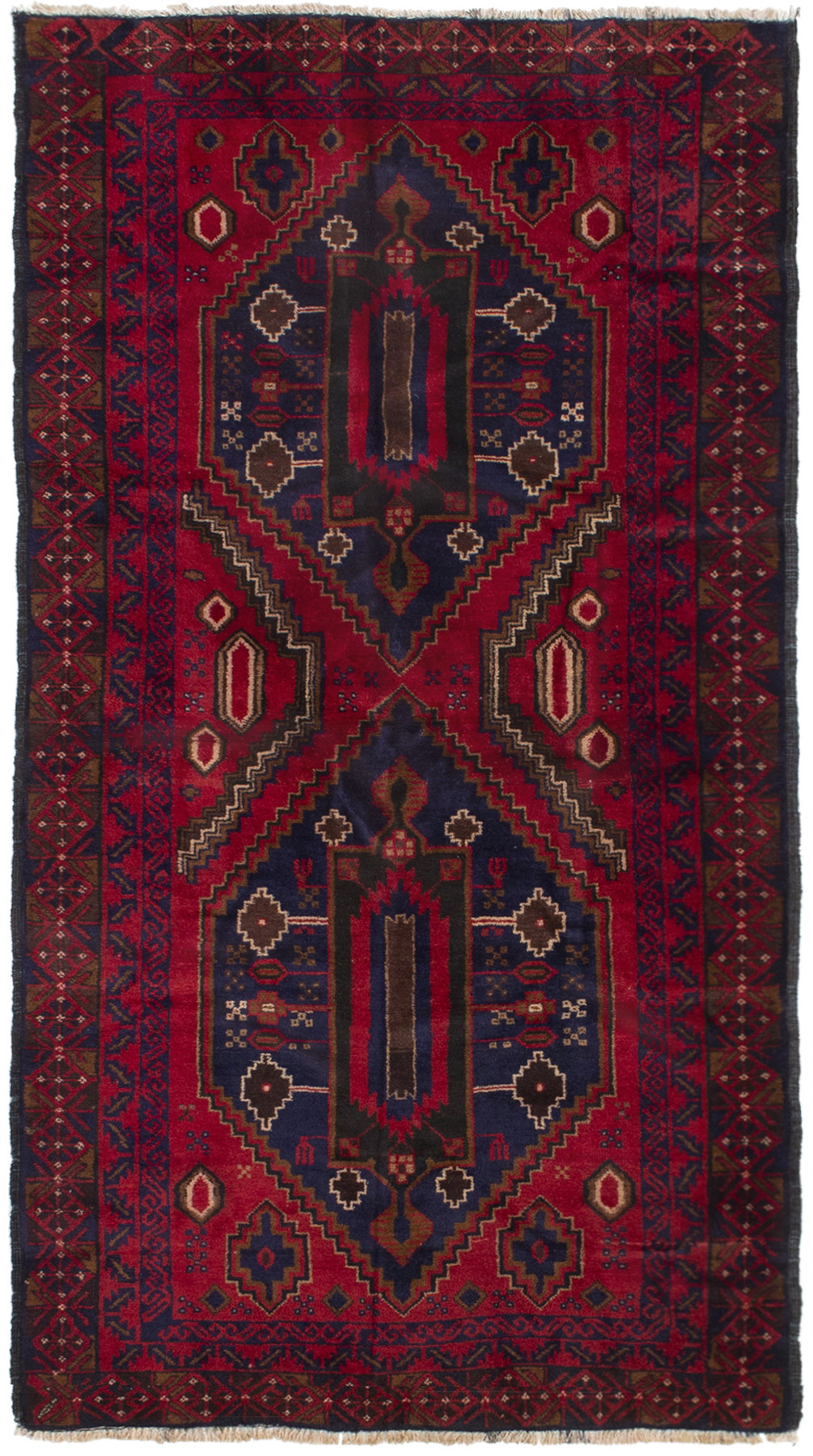 Hand-knotted Kazak Red Wool Rug 3'5" x 6'6" (25) Size: 3'5" x 6'6"  