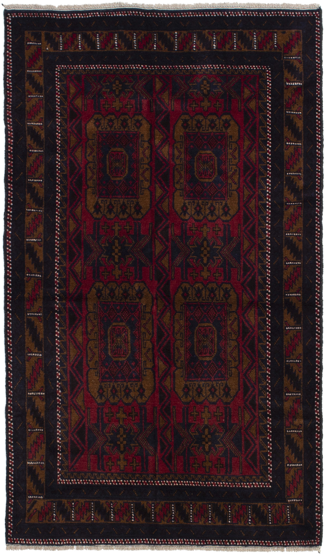 Hand-knotted Teimani Dark Red Wool Rug 3'5" x 6'0" Size: 3'5" x 6'0"  