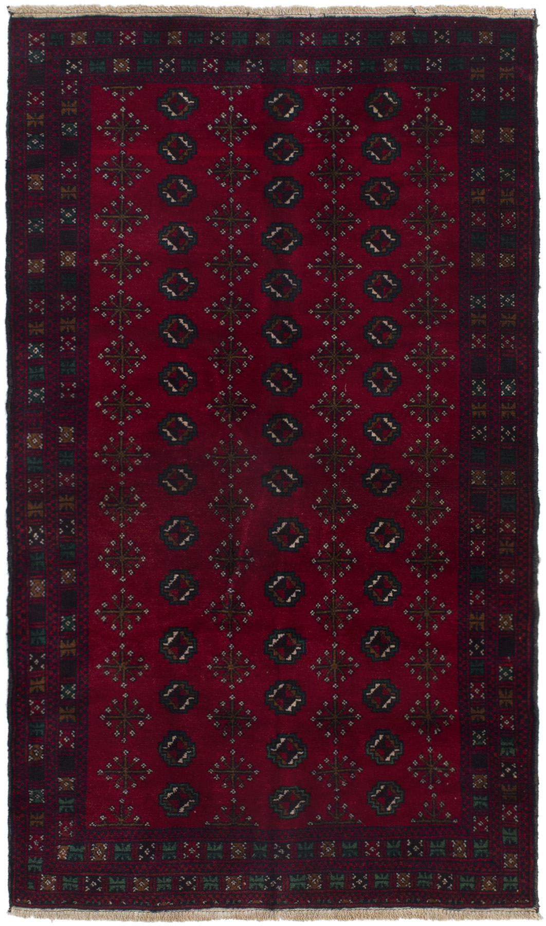 Hand-knotted Finest Rizbaft Dark Red Wool Rug 3'3" x 5'7" Size: 3'3" x 5'7"  