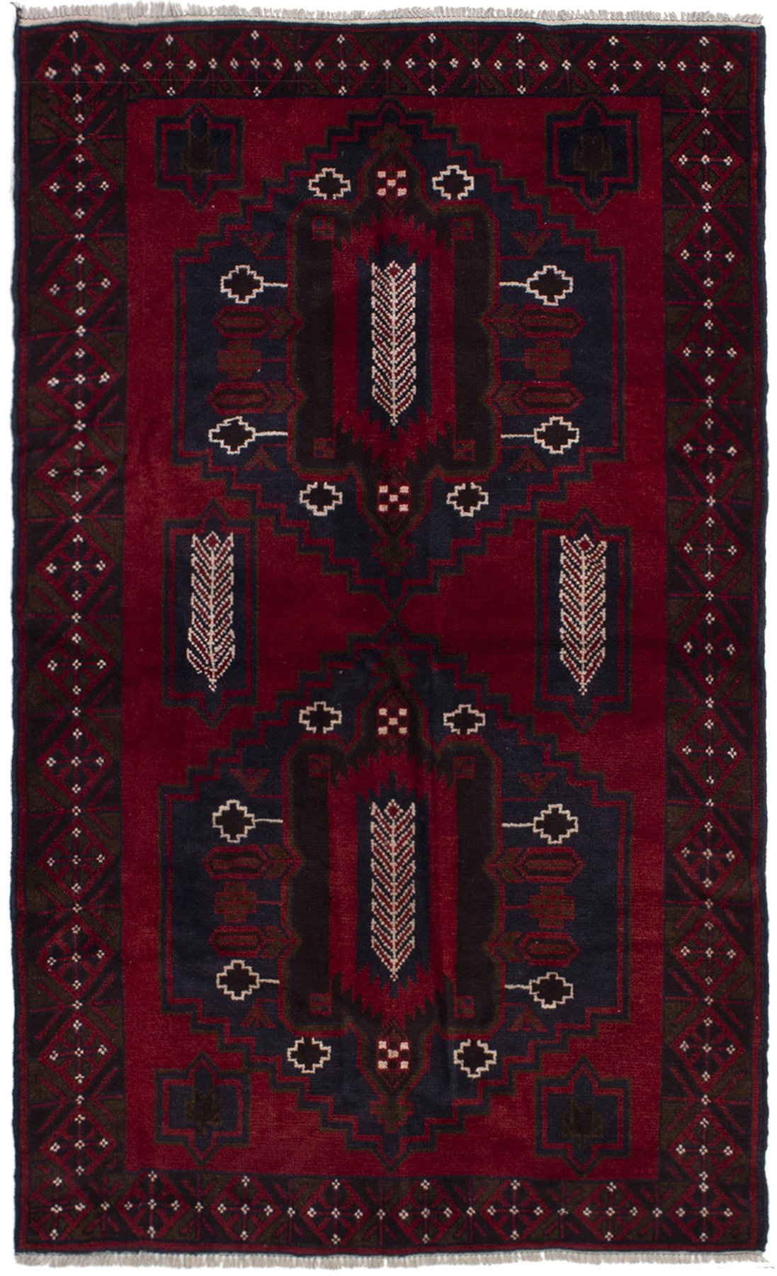 Hand-knotted Finest Rizbaft Red Wool Rug 3'11" x 6'5" Size: 3'11" x 6'5"  