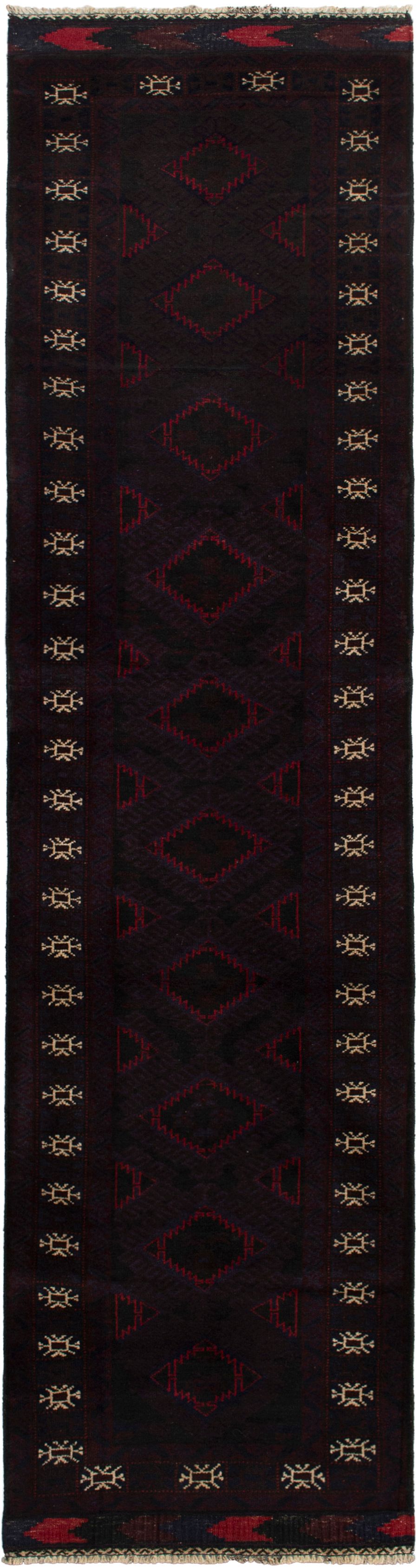 Hand-knotted Finest Rizbaft Dark Red Wool Rug 2'6" x 9'6" Size: 2'6" x 9'6"  