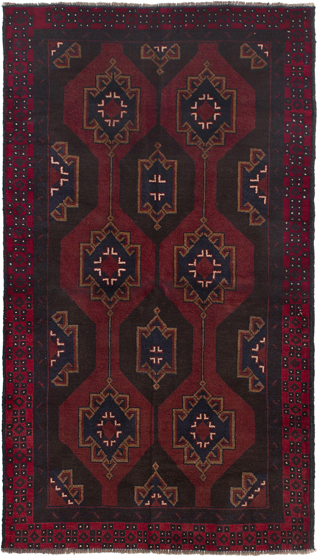 Hand-knotted Teimani Dark Copper Wool Rug 3'5" x 6'4" Size: 3'5" x 6'4"  