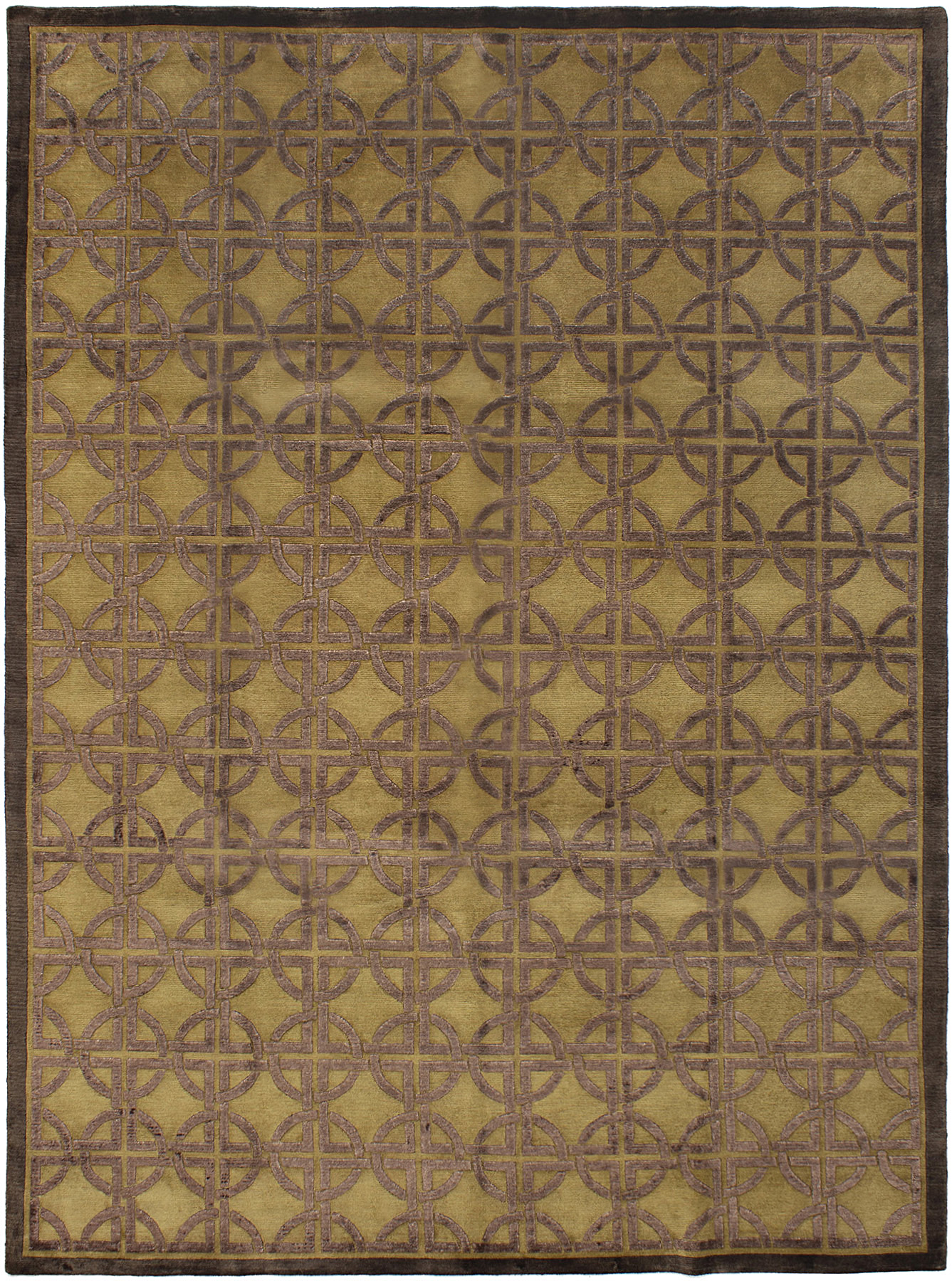 Hand-knotted Silk Touch Dark Brown Wool/Silk Rug 8'6" x 11'6" Size: 8'6" x 11'6"  