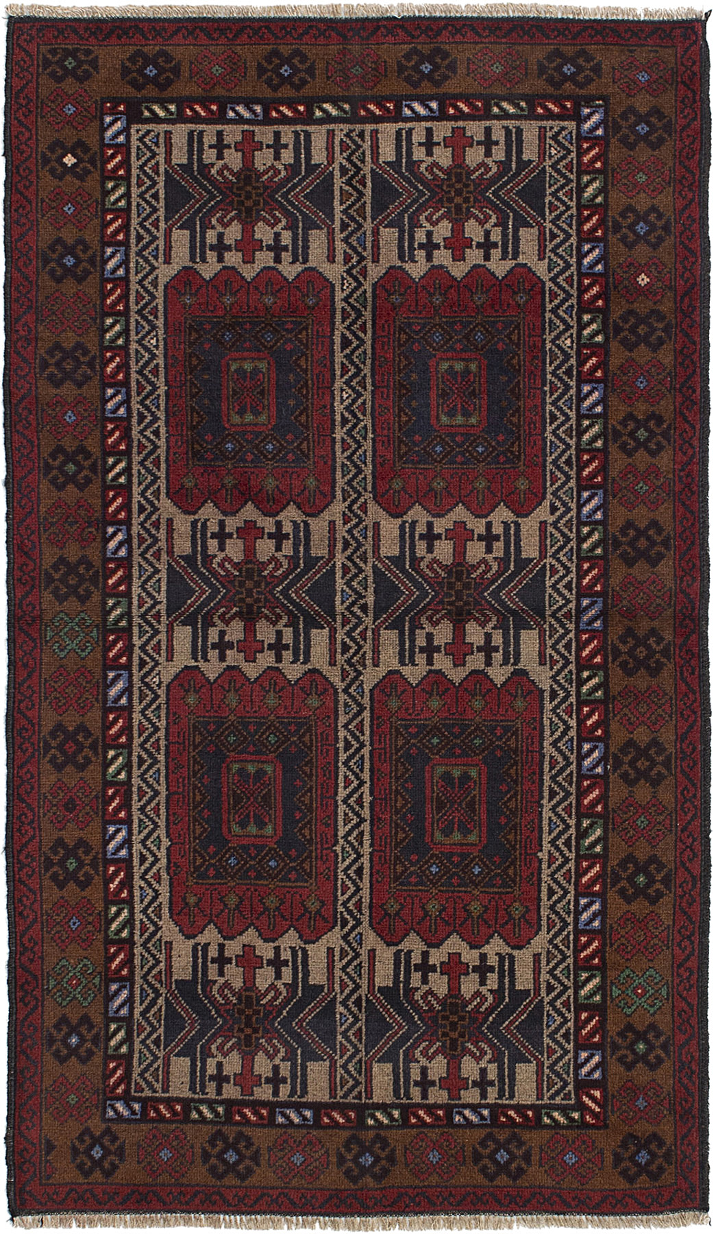 Hand-knotted Teimani Red Wool Rug 3'5" x 6'1"  Size: 3'5" x 6'1"  