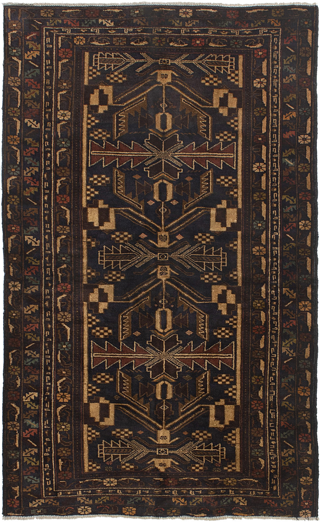 Hand-knotted Finest Rizbaft Dark Brown Wool Rug 3'5" x 6'1" Size: 3'5" x 6'1"  