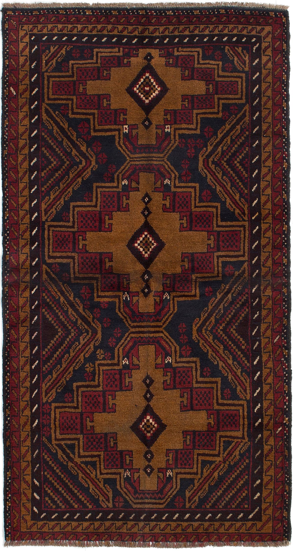 Hand-knotted Kazak Light Brown, Red Wool Rug 3'3" x 6'2" Size: 3'3" x 6'2"  