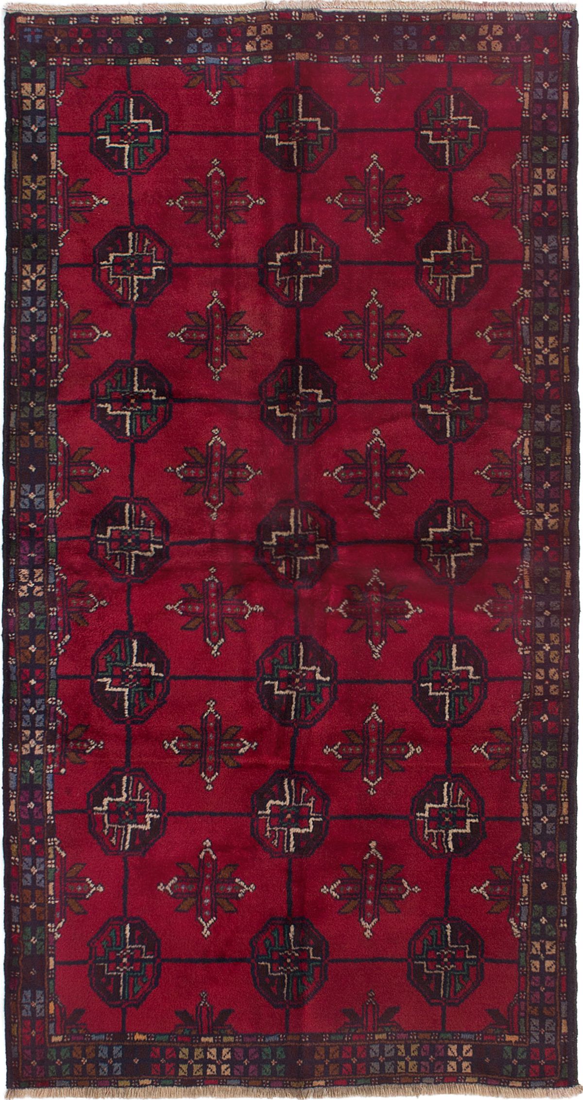 Hand-knotted Finest Rizbaft Red Wool Rug 3'5" x 6'6"  Size: 3'5" x 6'6"  