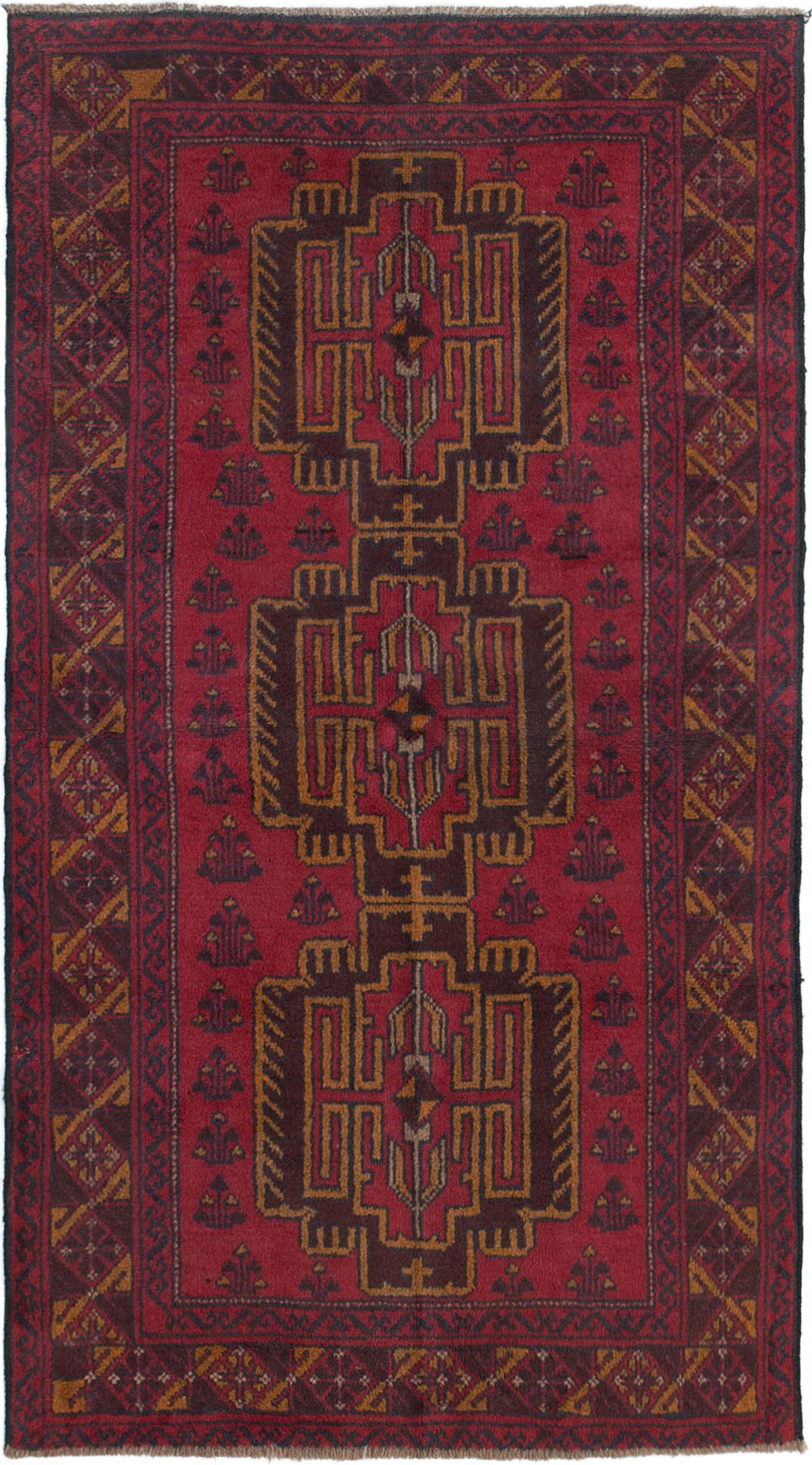 Hand-knotted Kazak Dark Copper Wool Rug 3'5" x 6'5" Size: 3'5" x 6'5"  