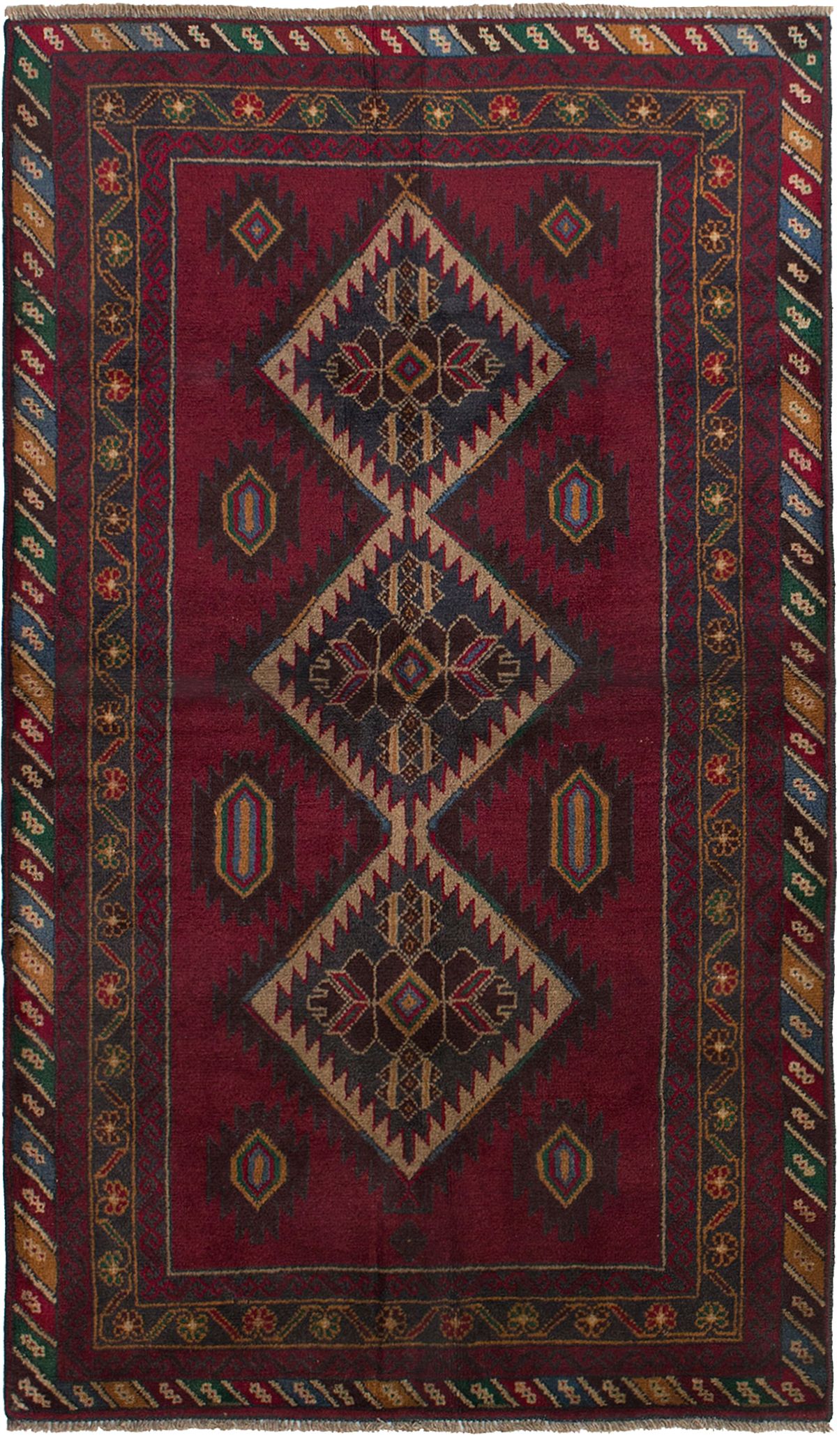 Hand-knotted Finest Rizbaft Dark Red Wool Rug 3'5" x 6'5" Size: 3'5" x 6'5"  