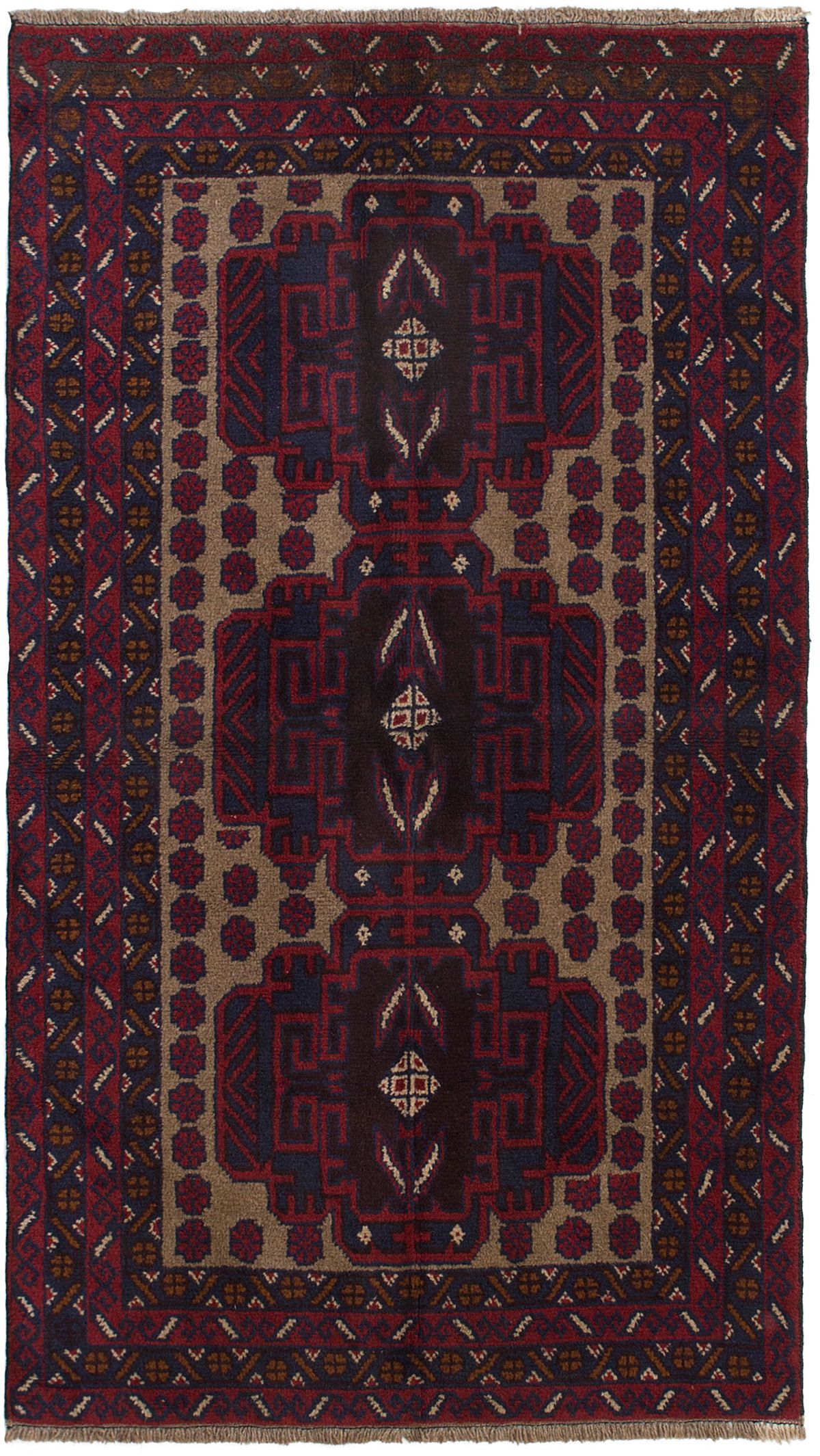 Hand-knotted Kazak Red Wool Rug 3'7" x 6'4" (45) Size: 3'7" x 6'4"  