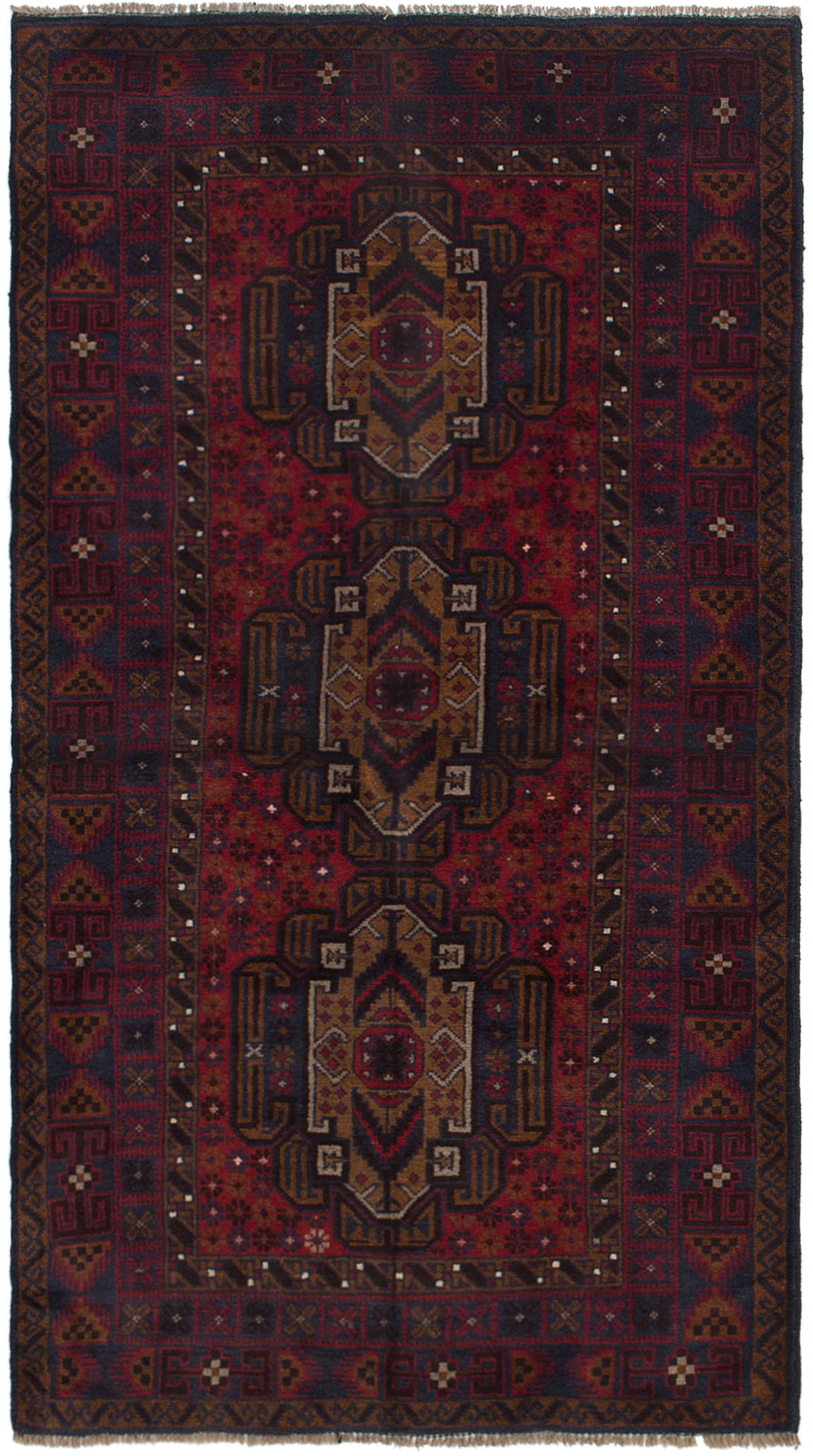 Hand-knotted Kazak Red Wool Rug 3'7" x 6'8"  Size: 3'7" x 6'8"  